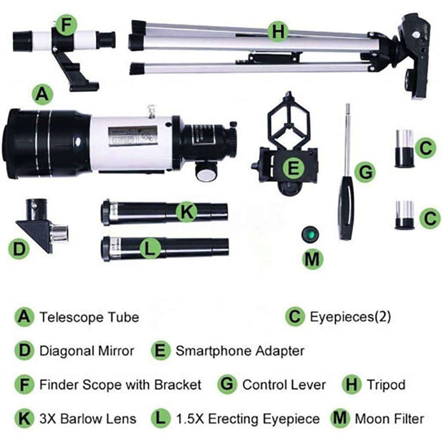 70mm Aperture 300mm Refractor Telescope for Astronomy - Portable Telescope for Kids, Adults & Beginners with Adjustable Tripod & Phone Adapter - Perfect for Stargazing, Moon Observation & Astrophotography