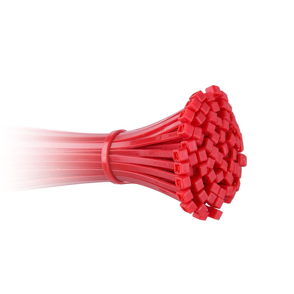 10Gtek 8-Inch Self-Locking Nylon Cable Ties (500pcs, Red) - Heavy Duty Wire Organizer for Home, Office & Industrial Use - Secure Wires, Cables & DIY Projects