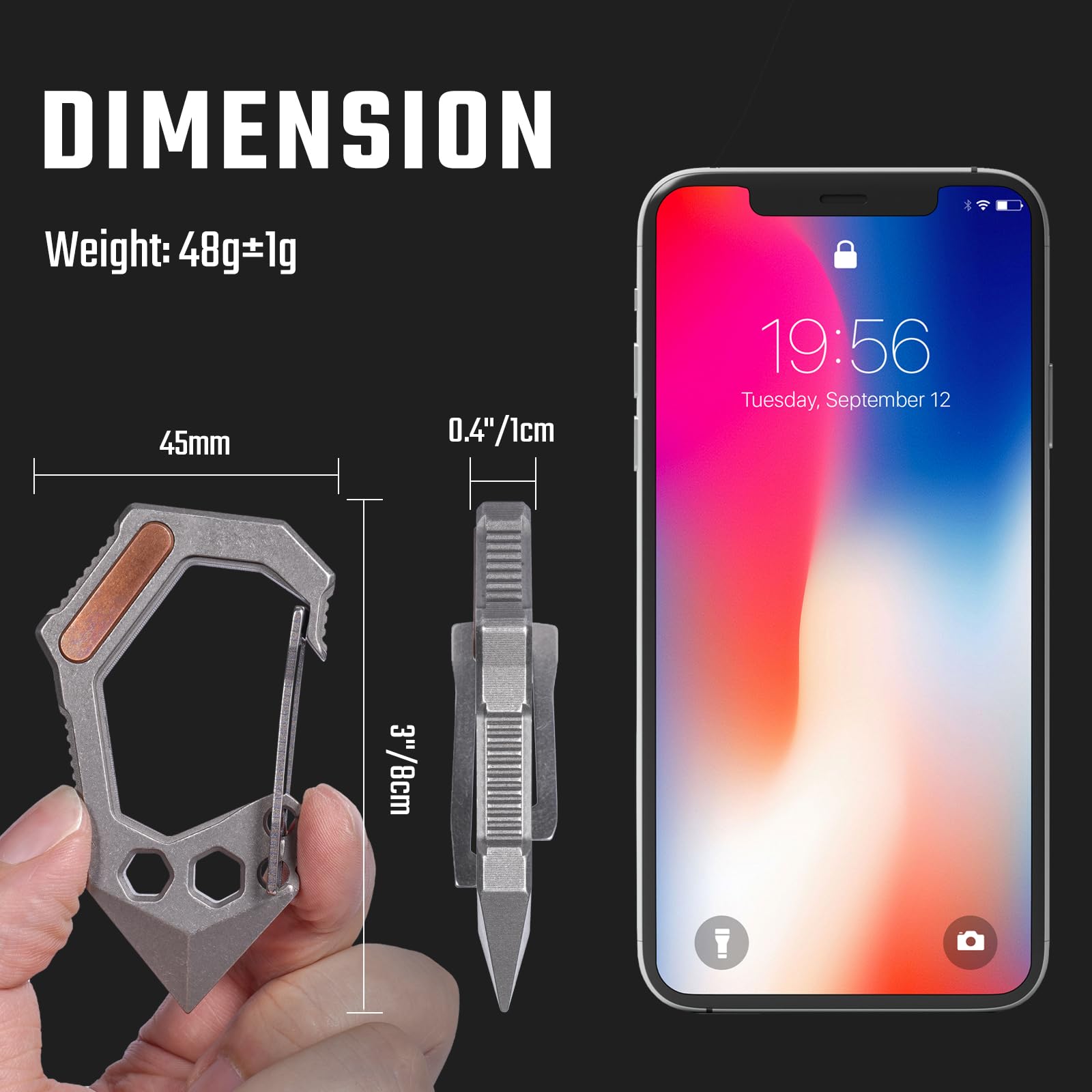 KeyUnity KU03 Titanium EDC 6-in-1 Multi-Tool with Quick Release Carabiner - Keychain Holder, Screwdriver Set, Bottle Opener, Pry Bar & Scraper - Perfect for Camping, Hiking, Survival & Everyday Carry (EDC)
