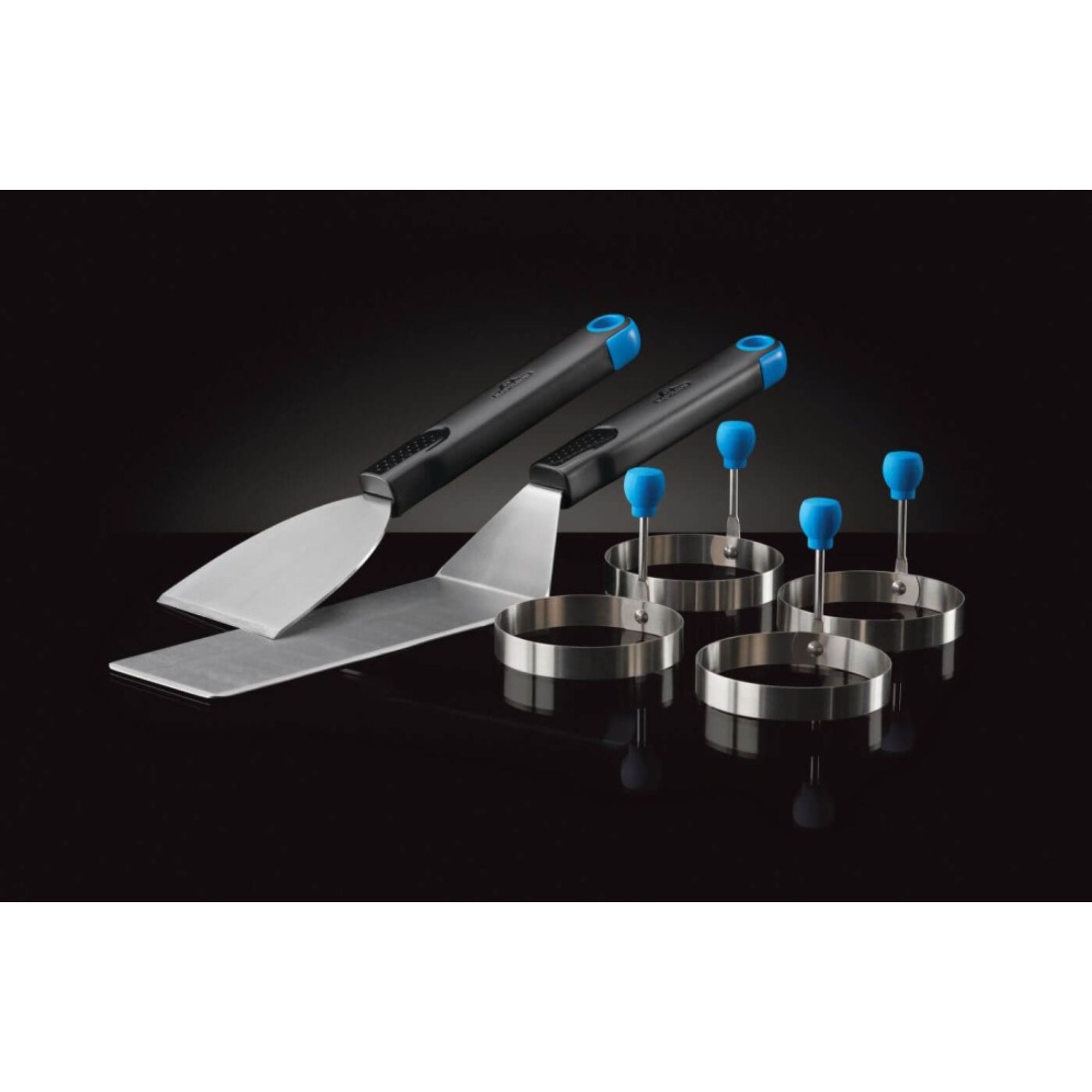 Napoleon Breakfast Tool Set with 4 Non-Stick Egg Rings - Perfect for Pancakes, Omelets & Sandwiches - Ideal for Home Kitchen & Camping Cooking