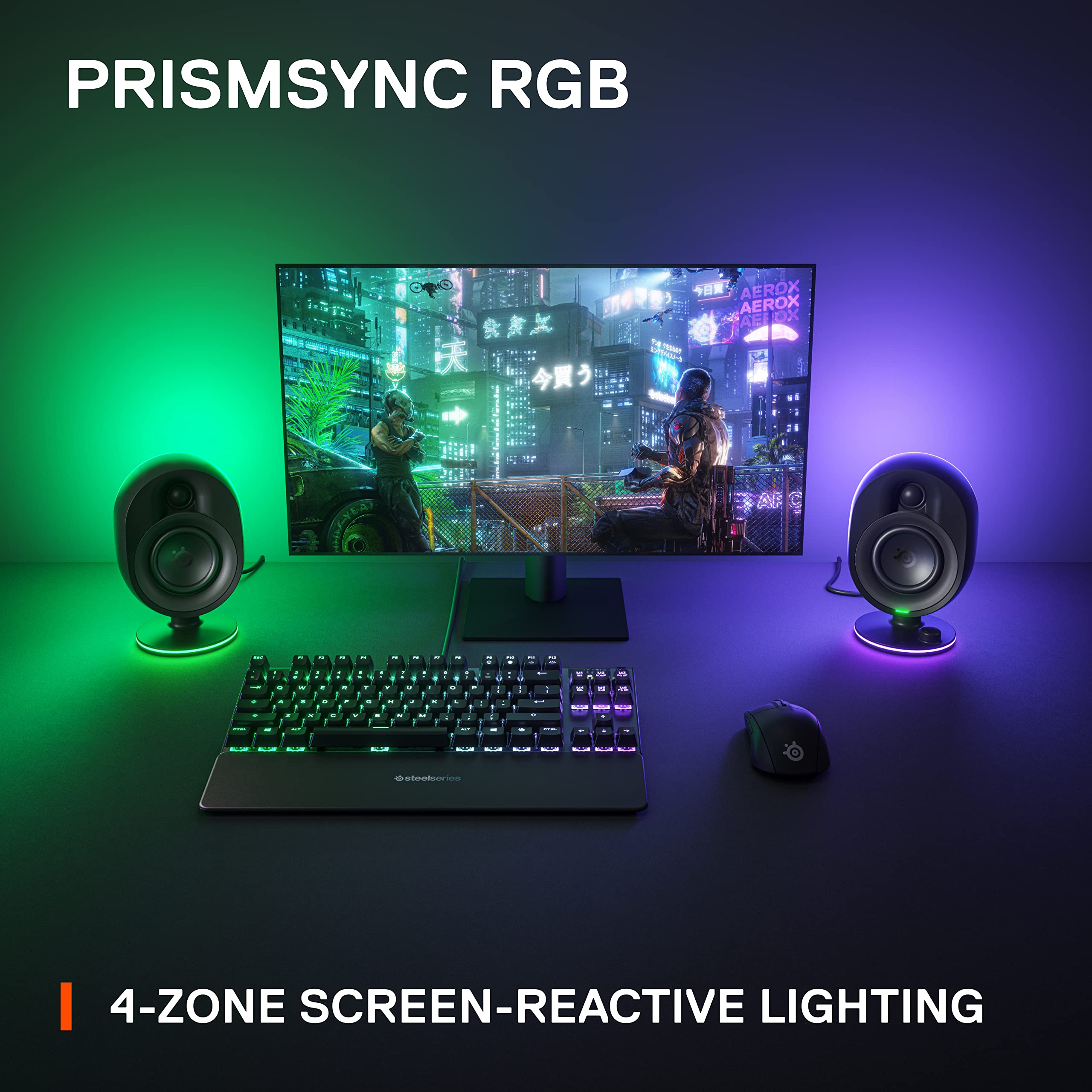SteelSeries Arena 7 RGB 2.1 Gaming Speakers with Powerful Bass & Subwoofer | Bluetooth PC/PS5/Mobile Speakers | Perfect for Gaming Setup, Home Theater & Music Listening