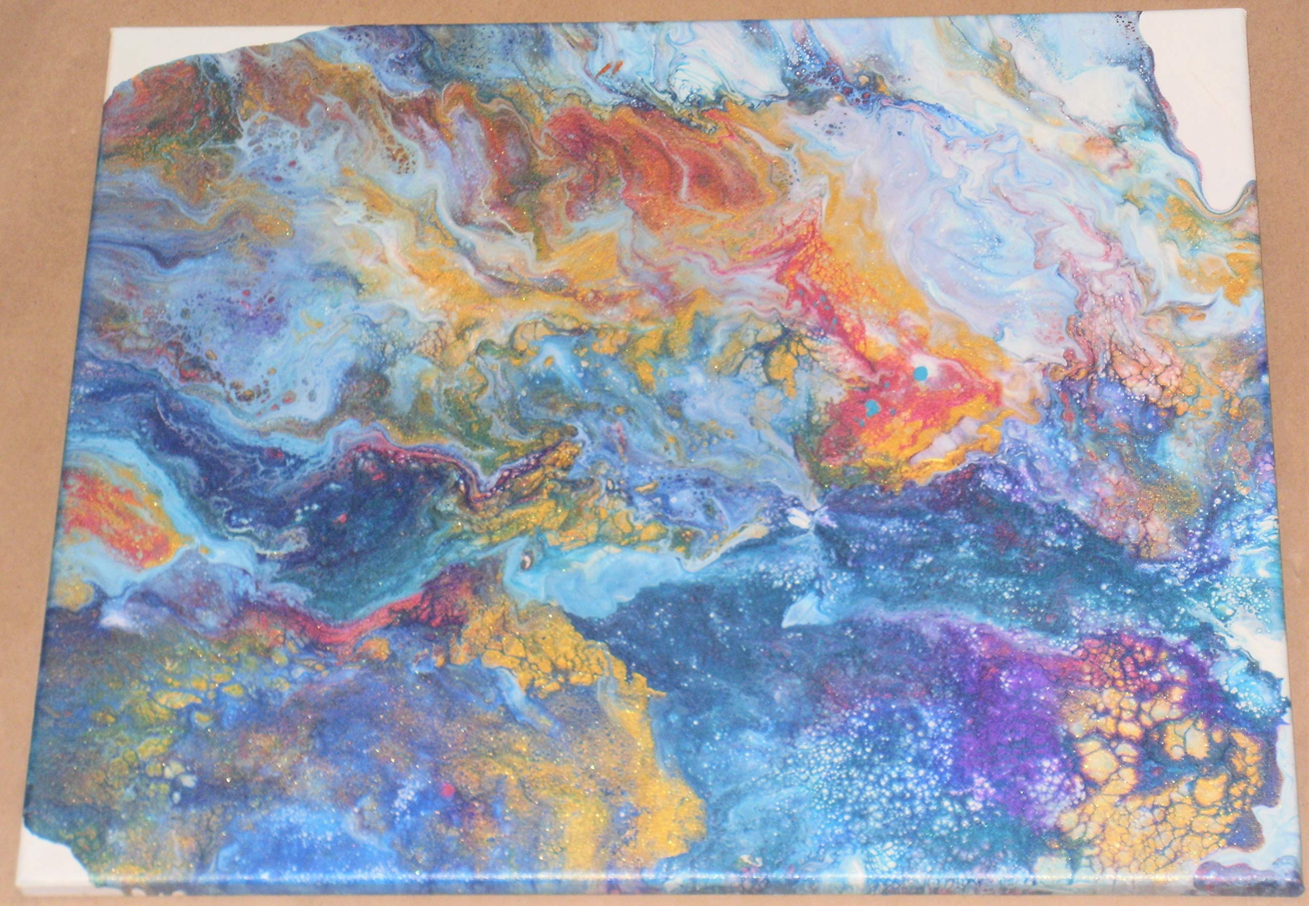 Dutch Flow 3 - Original Abstract Expressionist Acrylic Flow Painting on Canvas Wall Art (16x20 Inches) - Perfect for Modern Living Room, Office & Home Decor