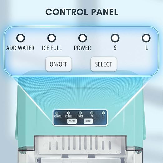 ZAFRO Portable Countertop Ice Maker Machine - Self-Cleaning, 9 Cubes in 6 Minutes, 26.5lbs/24Hrs, 2 Ice Size Options with Basket & Scoop - Perfect for Home Kitchen, Office, RV, Camping & Outdoor Parties (Black/Green)