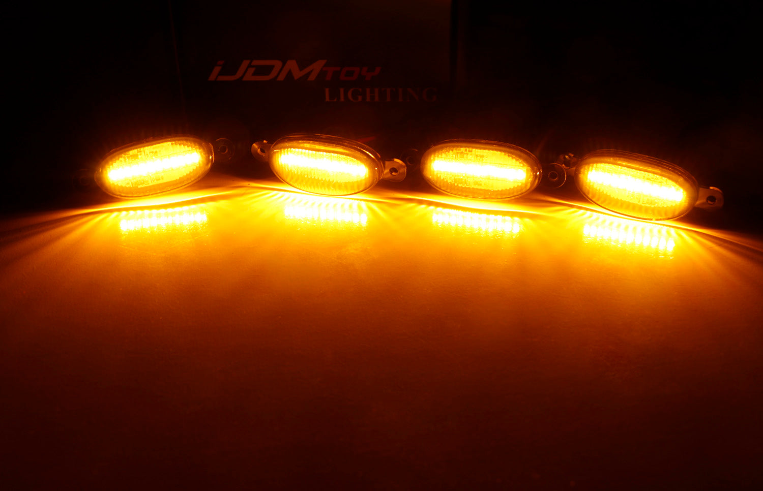4-Piece Raptor Style Smoked Lens Amber LED Front Grille Light Kit - Universal Fit for Trucks & SUVs - Off-Road, Night Driving & Custom Styling