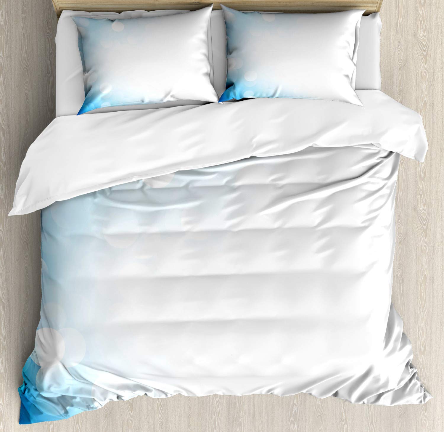 Ambesonne King Size Duvet Cover Set - 3 Piece Blue Abstract Gradient Bedding with 2 Pillow Shams | Soft Blurred Spots & Deep Peach Yoga Design | Perfect for Modern Bedroom Decor & Guest Room Styling