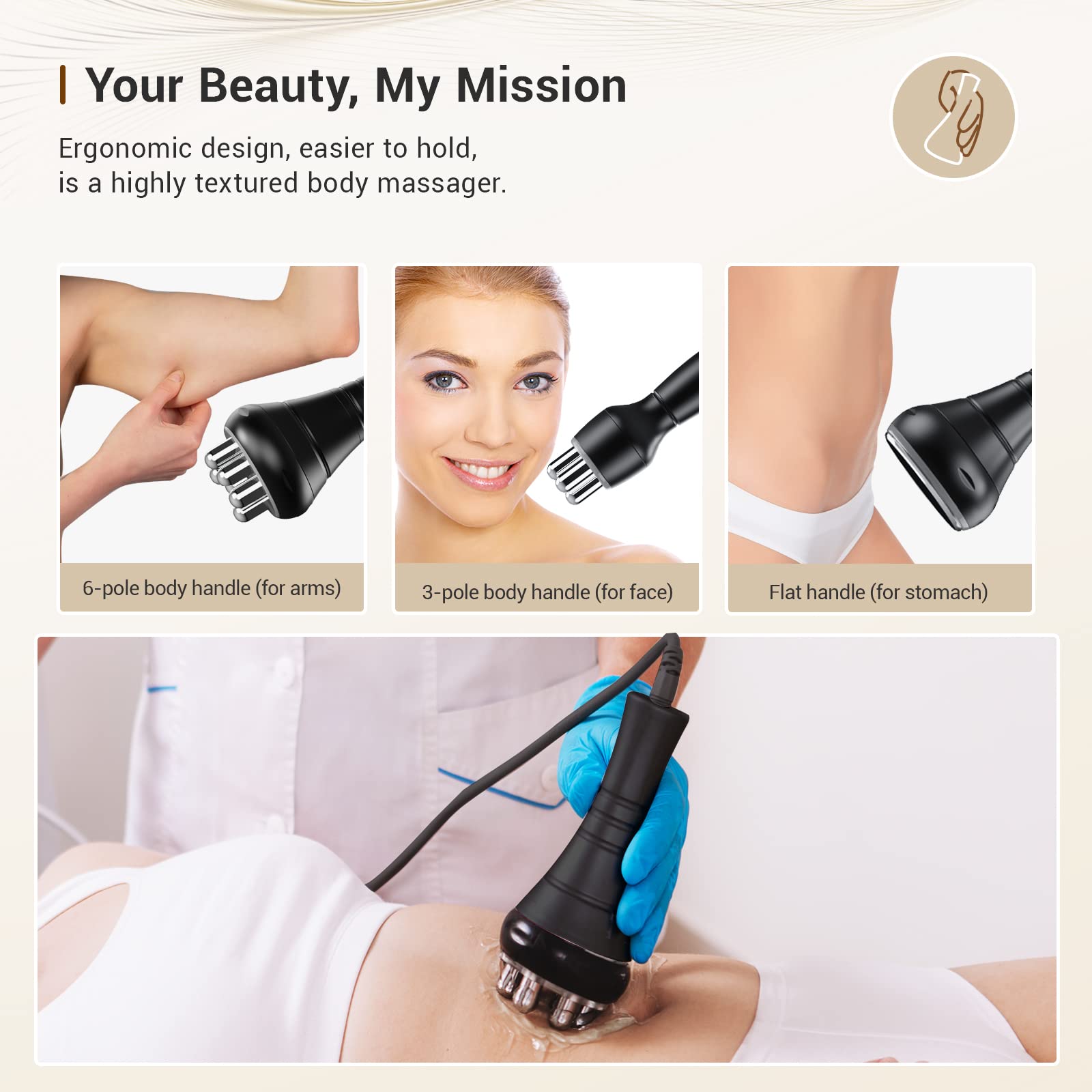 Elitzia ETD102 3-in-1 RF Cavitation & Ultrasound Body Shaping Machine - 80K Professional Beauty Equipment for Home Use | Multifunctional Facial & Body Massager | Skin Tightening, Cellulite Reduction & Body Contouring | Perfect for Home Spa, Salon Treatments & Self-Care Routines