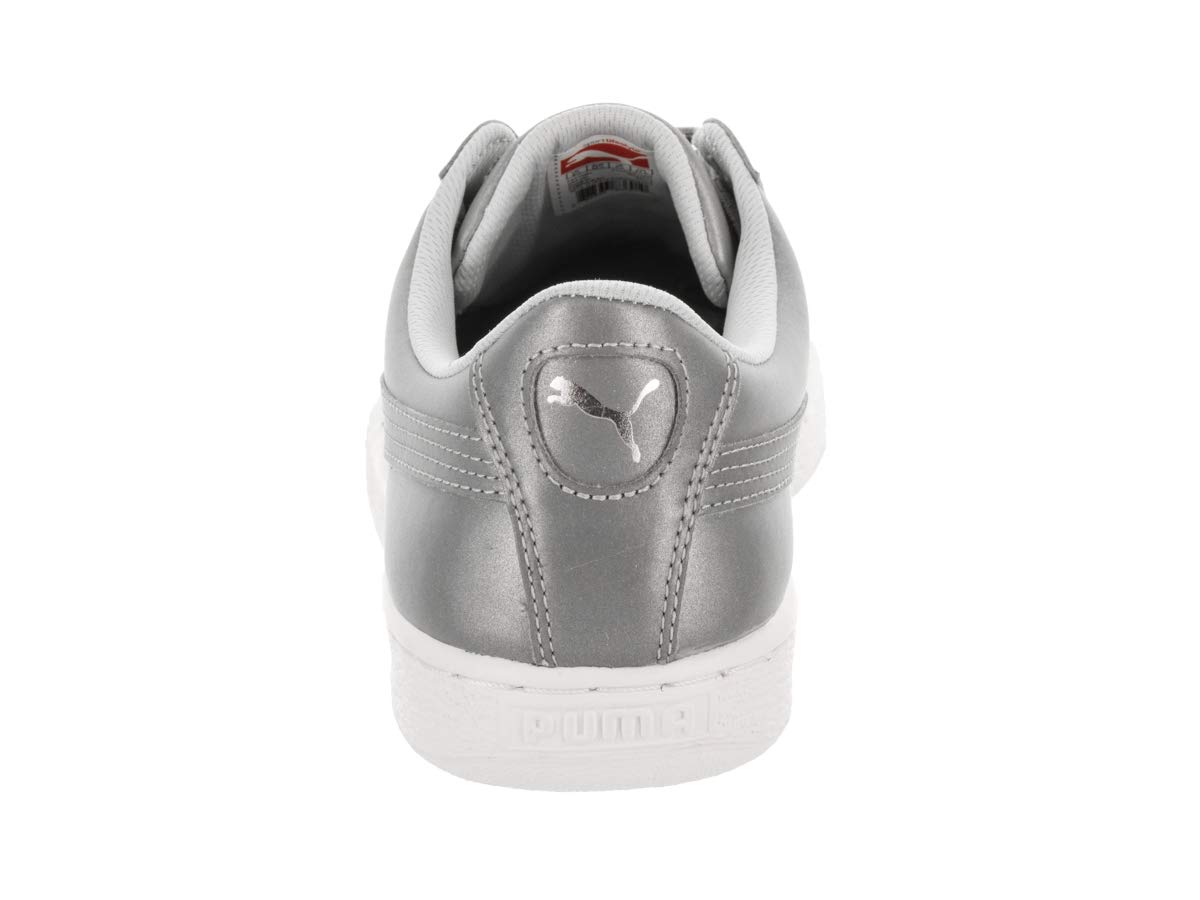 PUMA Basket Reflective Sneakers - Silver Metallic/Black - Women's & Men's Fashion Shoes for Running, Walking & Streetwear Style