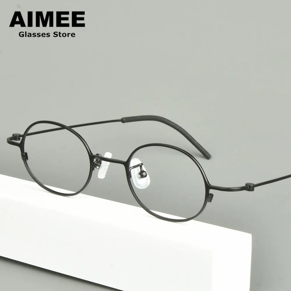 Aimee Unisex Full Rim Small Round Titanium Eyeglasses 14516 - Lightweight & Durable Frame for Reading, Work, and Everyday Use