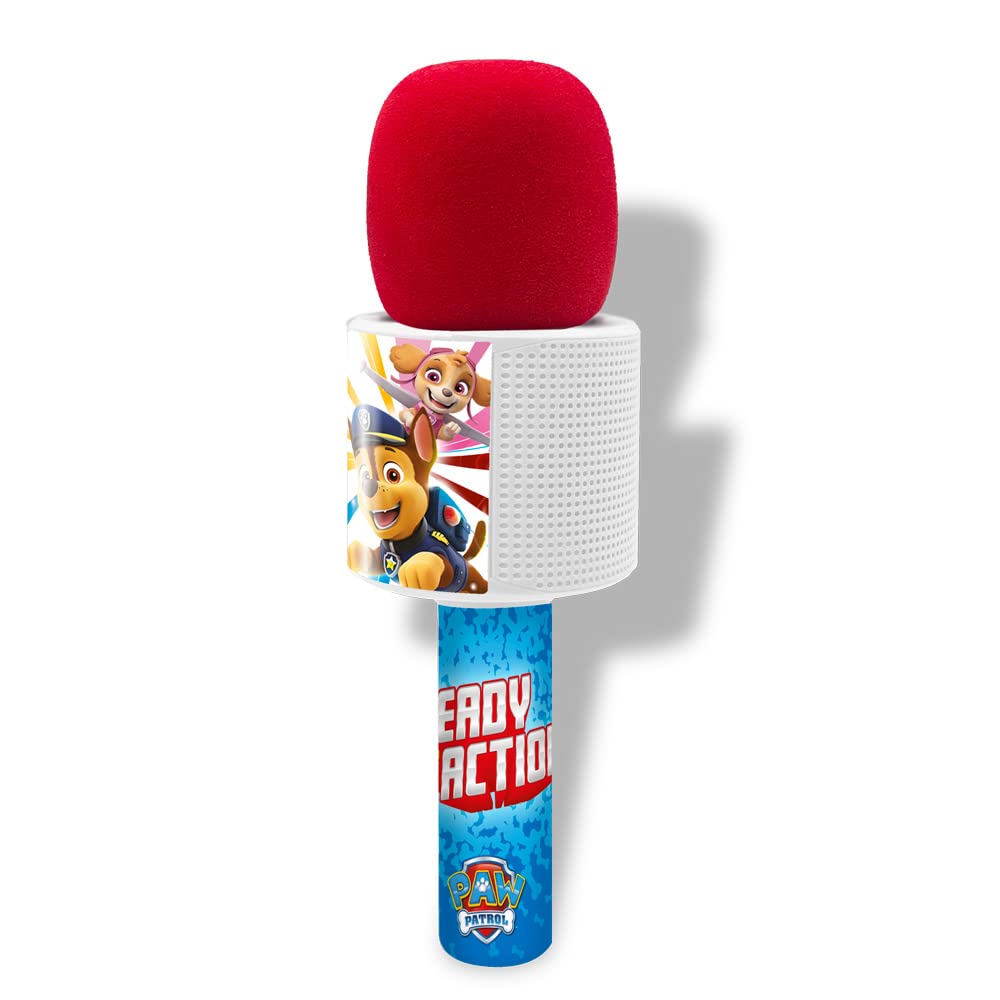 Paw Patrol Bluetooth Microphone for Kids - Wireless Karaoke Toy with Multi-Color Lights | Perfect for Birthday Parties, Sing-Along Games & Role Play Fun
