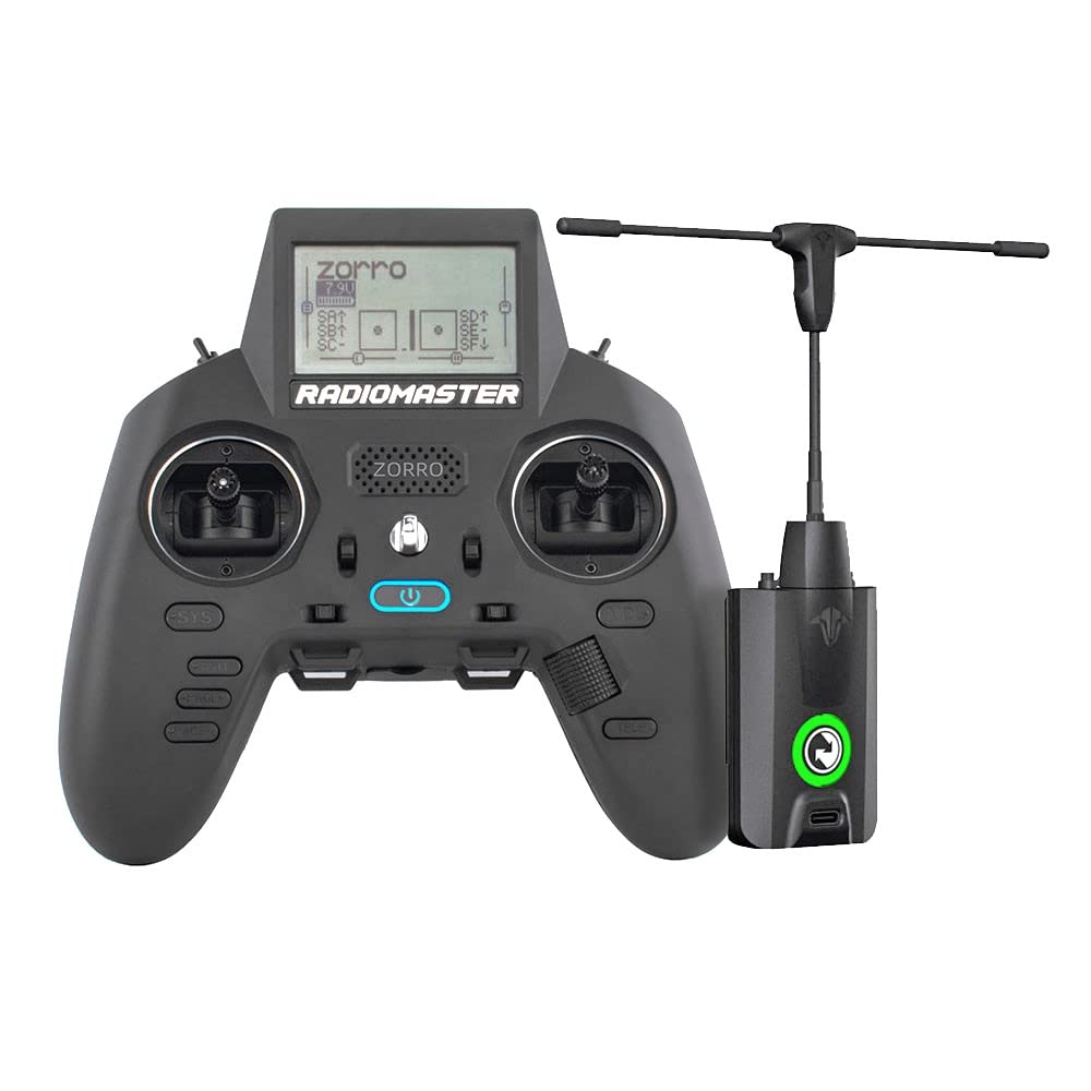RadioMaster Zorro 2.4GHz 16CH RC Transmitter with Hall Sensor Gimbals - OpenTX/EdgeTX System, CC2500 & TBS Crossfire Compatible (Includes Batteries) - Perfect for FPV Drones, RC Planes and Quadcopters