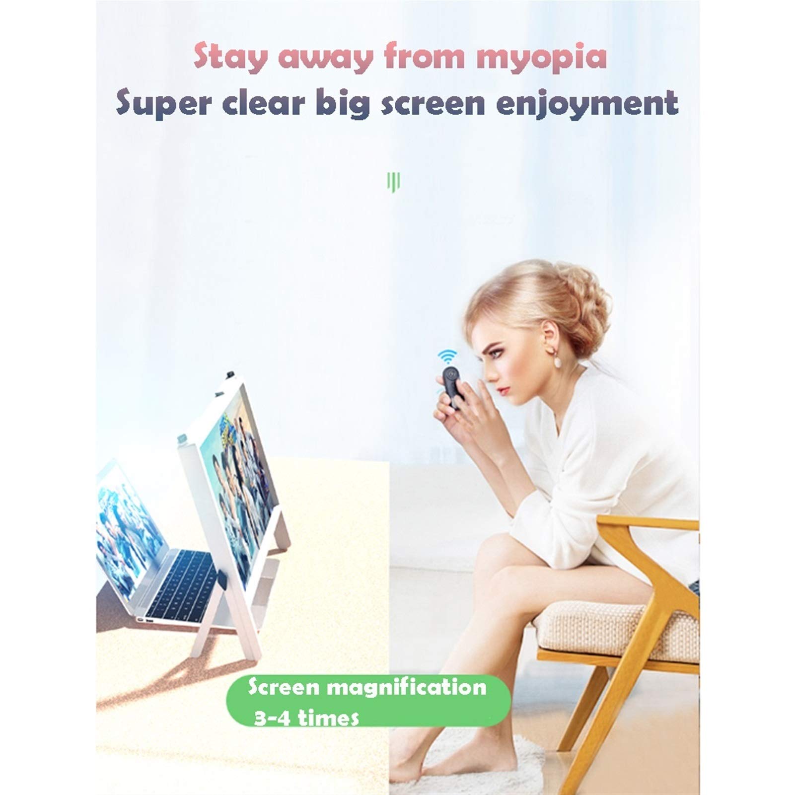 HD Computer Screen Magnifier - Adjustable Angle Laptop Screen Amplifier with Folding Stand for PC, Phone & Tablet - Ideal for Elderly Reading, Online Work & Entertainment