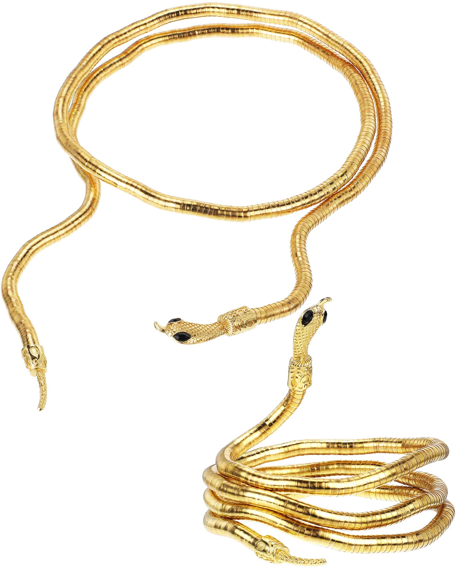 Fumete 2-Piece Flexible Snake Arm Cuff & Necklace Set - Gold Medusa Jewelry for Women | Halloween Costume Accessories, Cosplay Party, Greek Mythology Theme Outfits