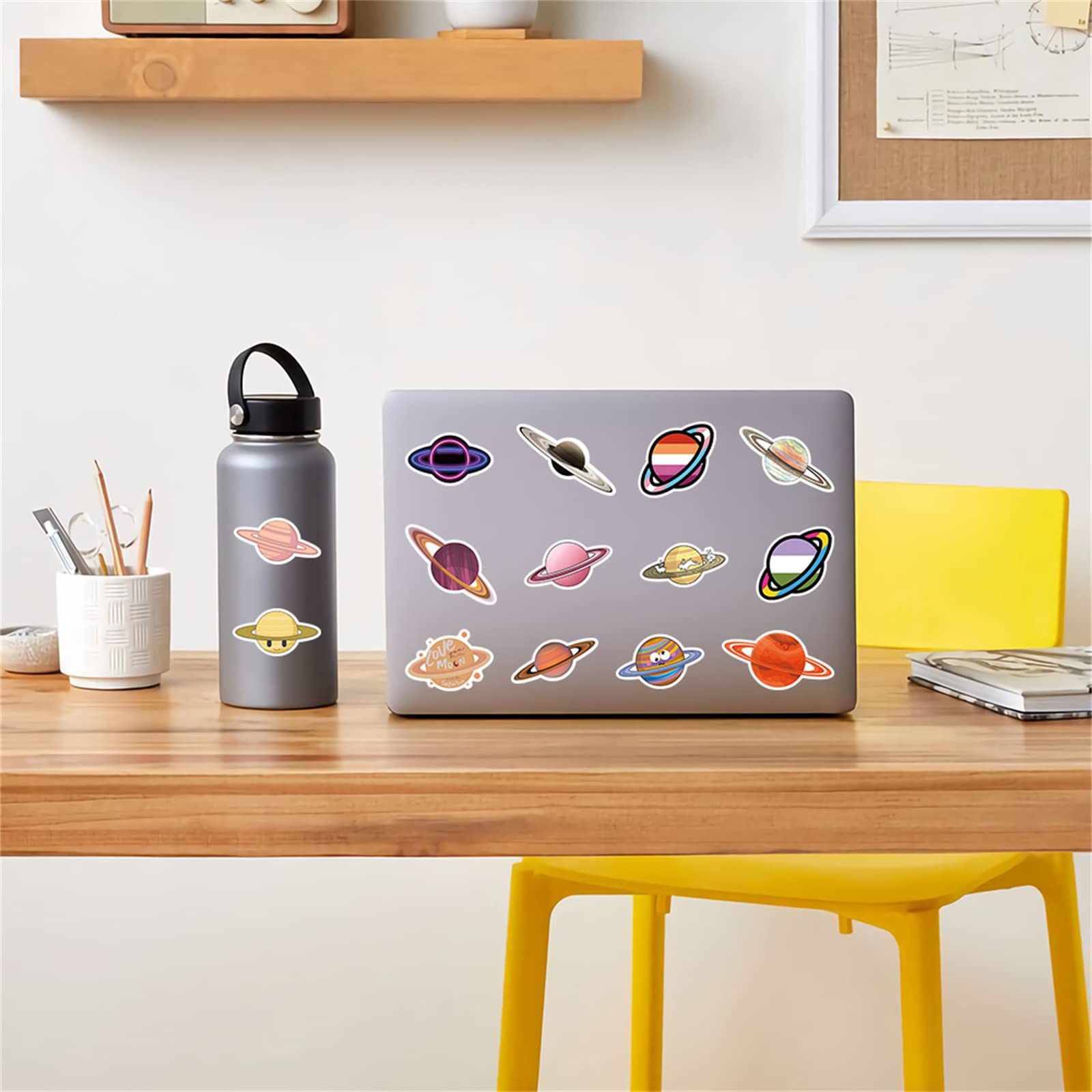 60PCS Cool Planet Space Stickers - Galaxy Vinyl Waterproof Stickers for Kids Teens Adults - Perfect for Laptop, Water Bottles, Notebooks & DIY Crafts - Fun Universe Decals for School, Office & Home Decor