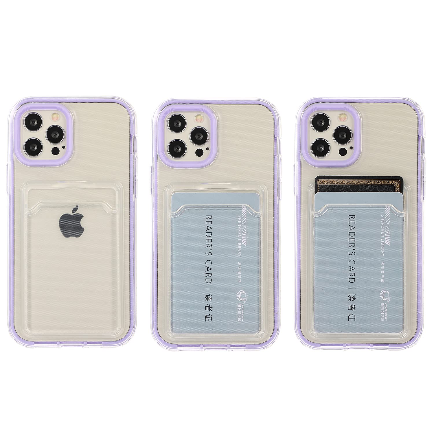 Omio Clear Card Slot Case for iPhone 13 Pro Max - Slim Protective Wallet Case with TPU & PC Bumper | Perfect for Women's Everyday Use, Travel, and Hands-Free Convenience