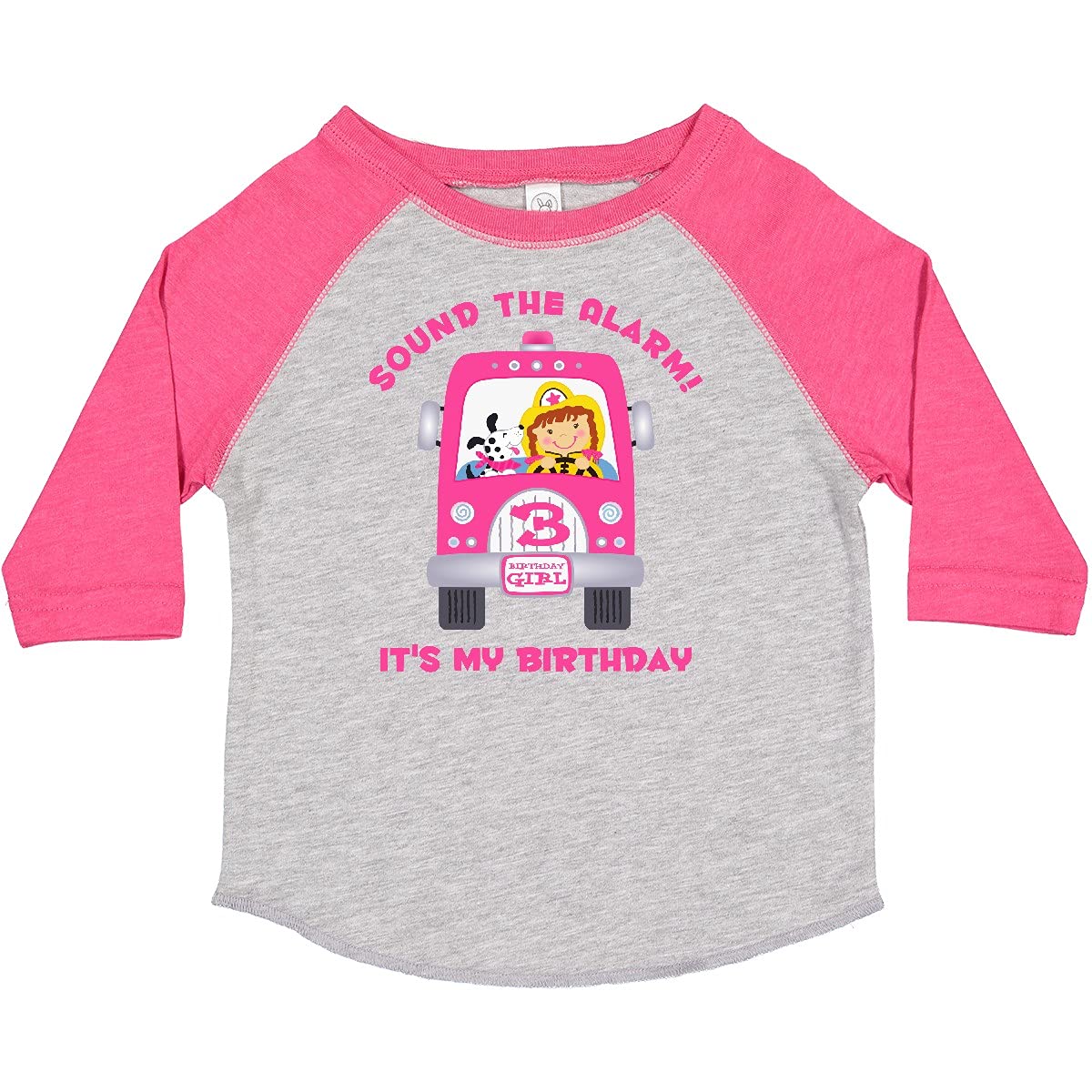 Fire Truck Girl 3rd Birthday Toddler T-Shirt - Cute Toddler Outfit for Birthday Party & Casual Wear