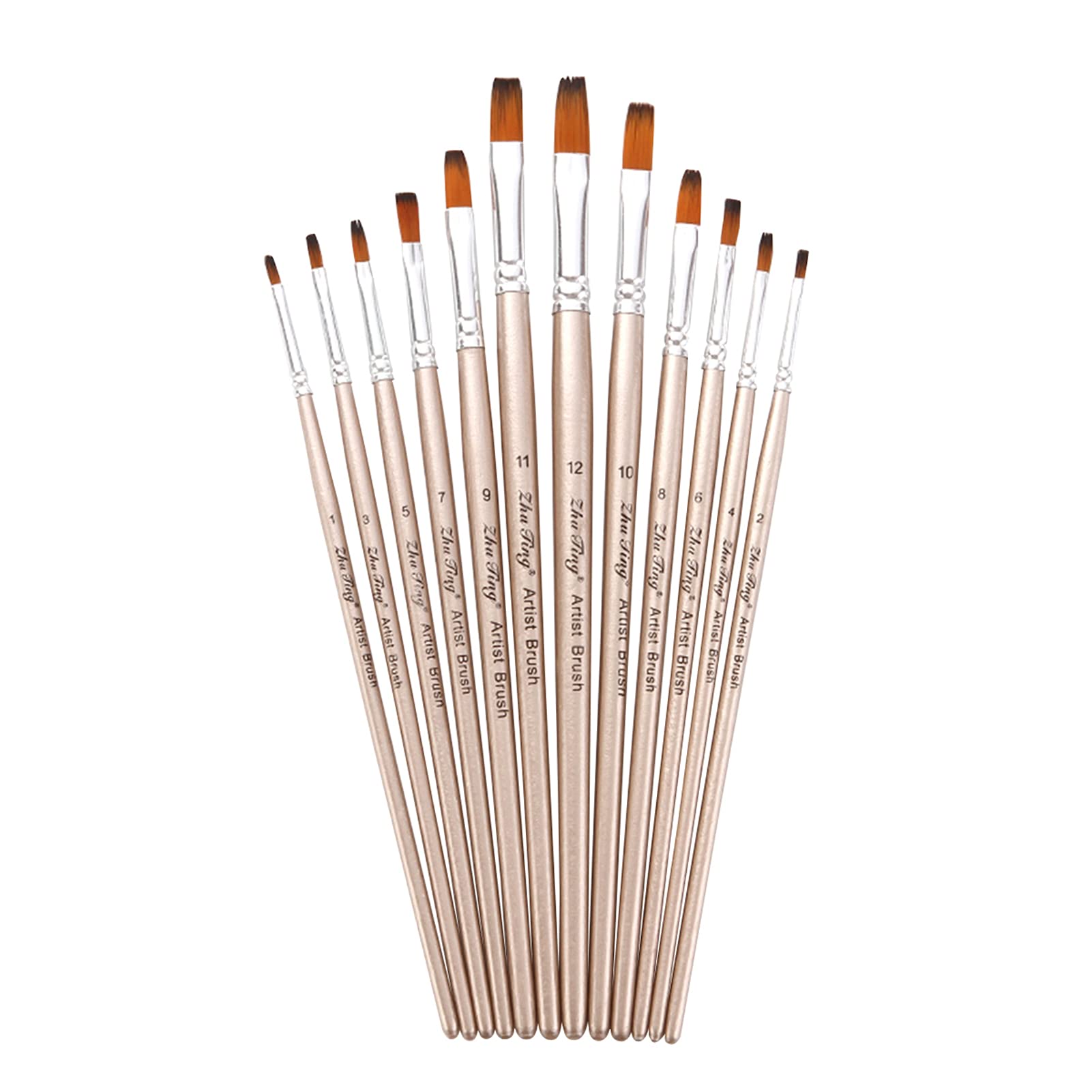 Aibesy 12-Piece Professional Paint Brush Set - Flat Shader Tip Nylon Hair Brushes for Acrylic, Watercolor, Gouache & Oil Painting - Perfect for Artists, Beginners & Hobbyists (Great for Canvas, Paper & Wood Art Projects)