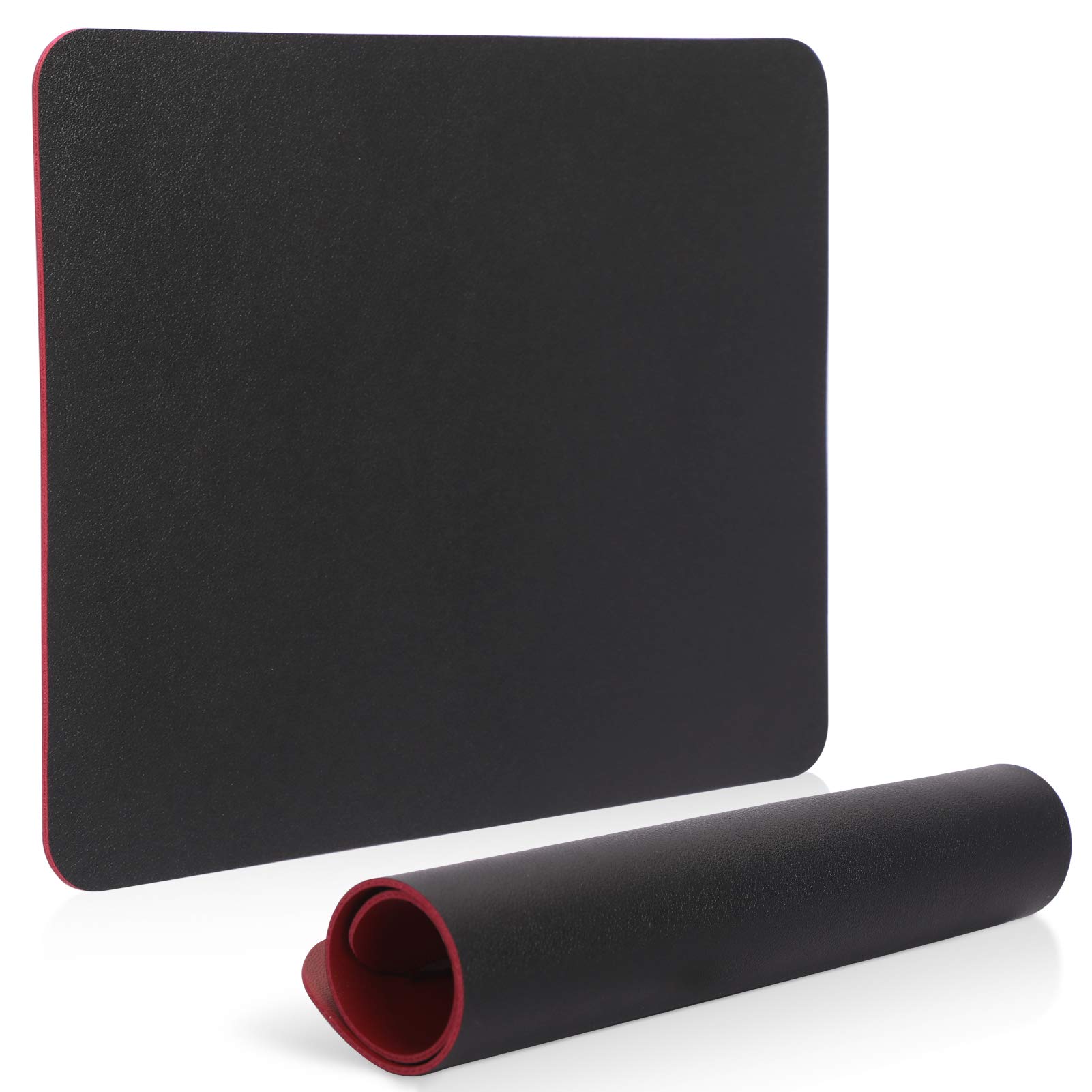 Premium Double-Sided PU Leather Mouse Pad - Non-Slip Waterproof Desk Mat for Laptop & PC Office Use - Washable Round Mousepad in Black - Ideal for Gaming, Work & Home Office Setup