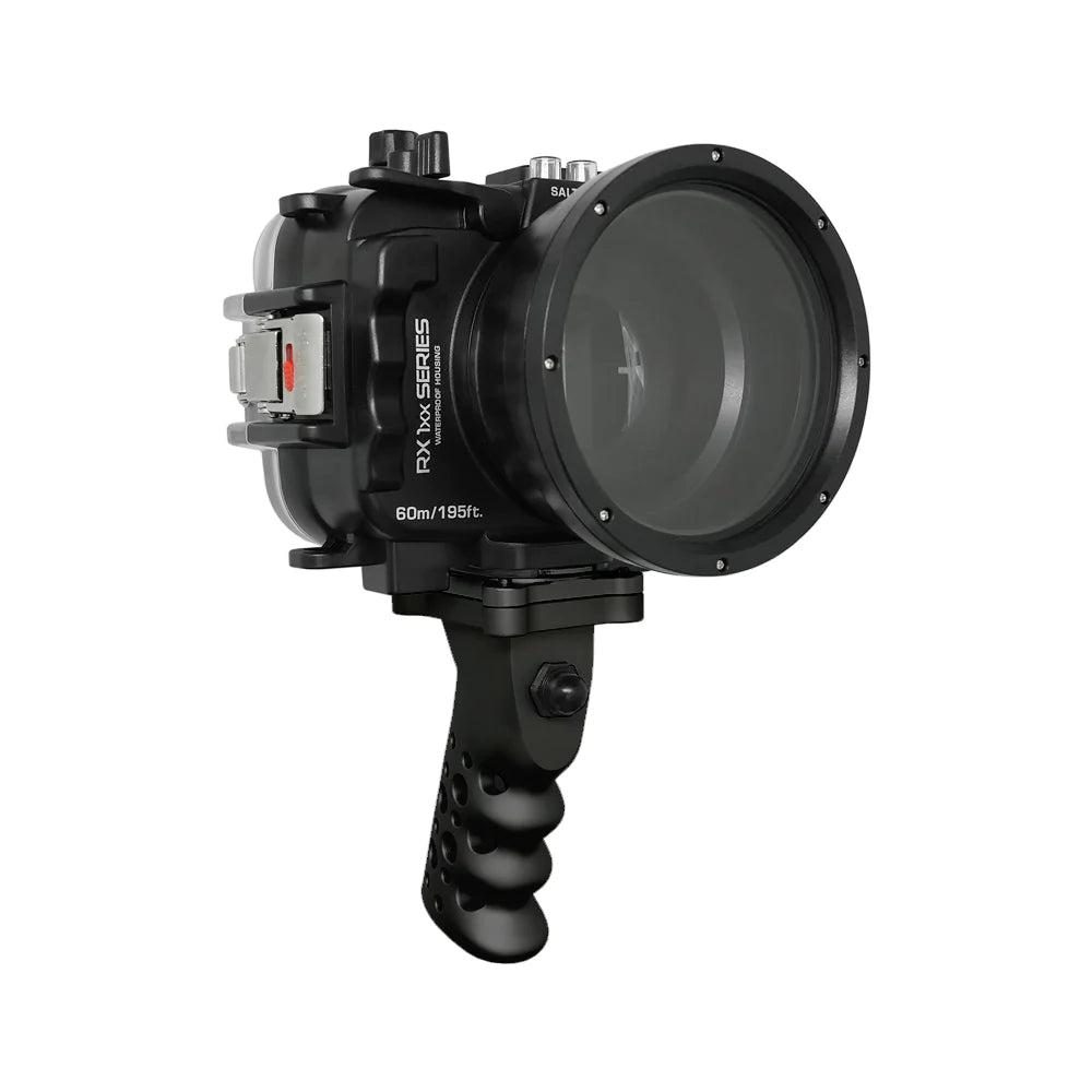 Waterproof Housing Case for Sony RX100 Series - 60M/195FT Depth Rating, Saltwater Resistant with Aluminum Pistol Grip (Black) - Perfect for Underwater Photography, Scuba Diving & Marine Exploration