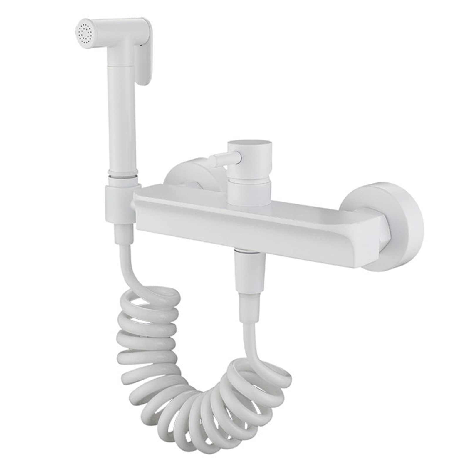 Handheld White Bidet Sprayer - Brass Bidet Attachment Set for Toilet with Hot & Cold Water Mixer | Wall Mounted Single Handle Faucet | Perfect for Cloth Diaper Cleaning & Personal Hygiene