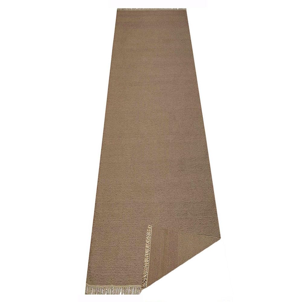 Hand Woven Flat Weave Kilim Wool Eco-Friendly Area Rugs - 3'x13' Runner, Cream Solid Plain Design, Low Pile Handmade Carpet for Living Room, Bedroom, Hallway | Sustainable & Non-Slip Home Decor
