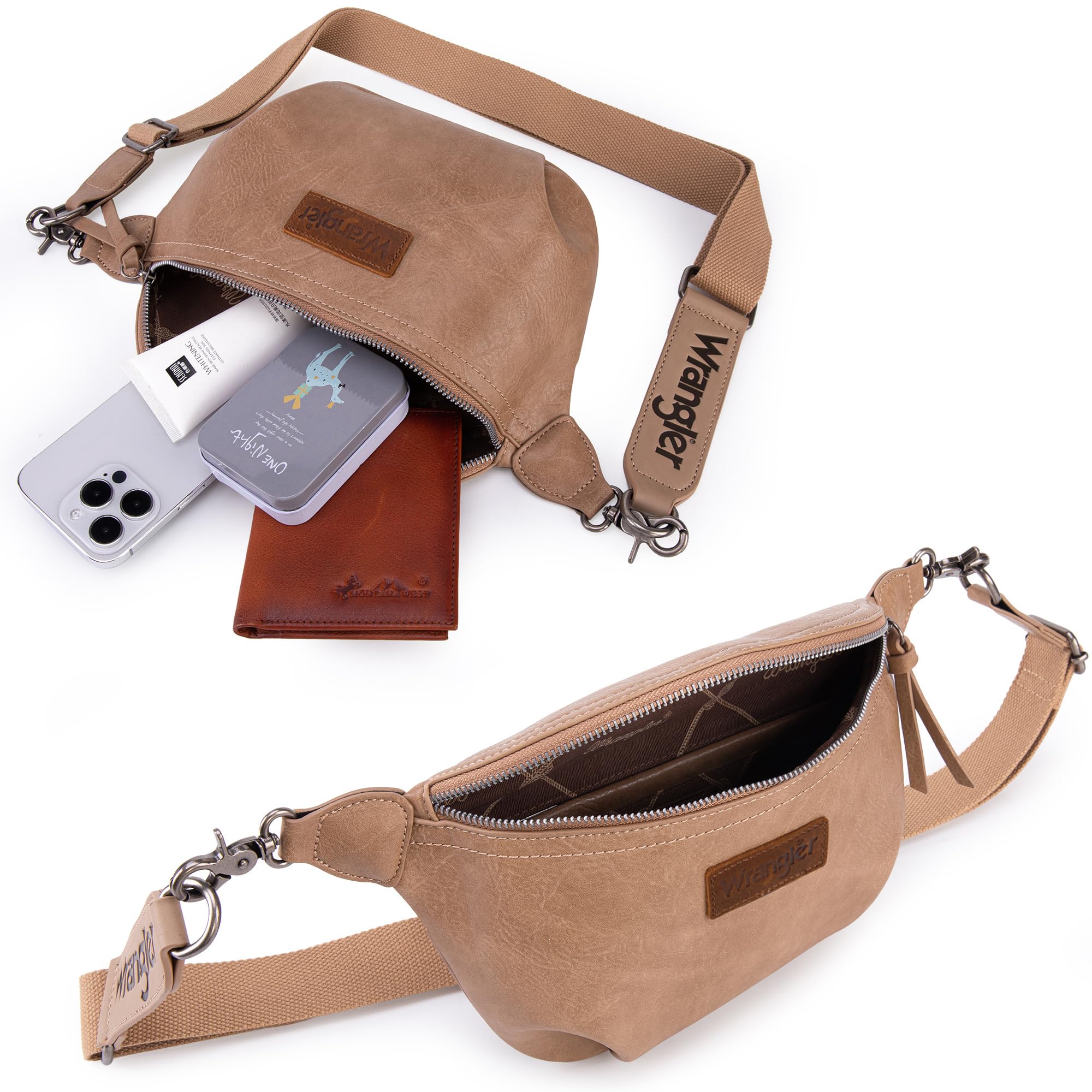 Wrangler Women's Waist Bag - Fanny Pack for Travel & Hiking - Khaki