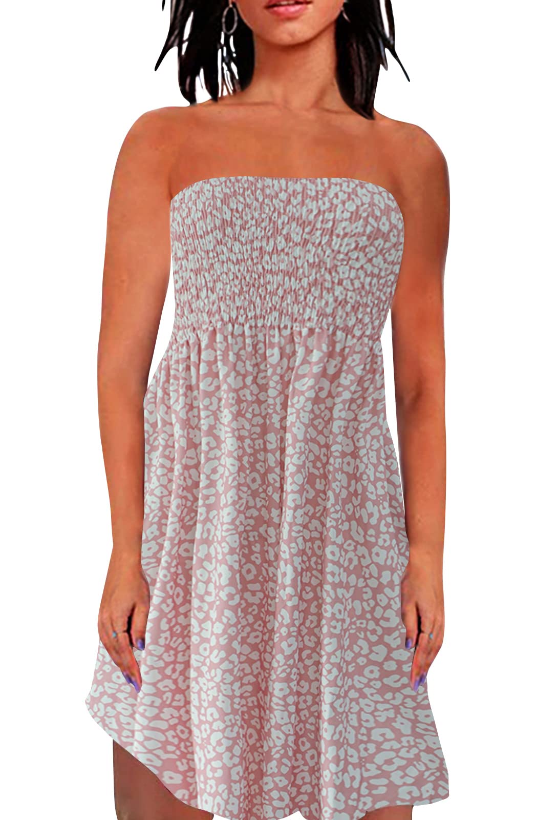 Boho Floral Tube Top Dress for Women - Strapless Summer Beach Casual Sundress in Red | Perfect for Vacations, Pool Parties & Outdoor Festivals