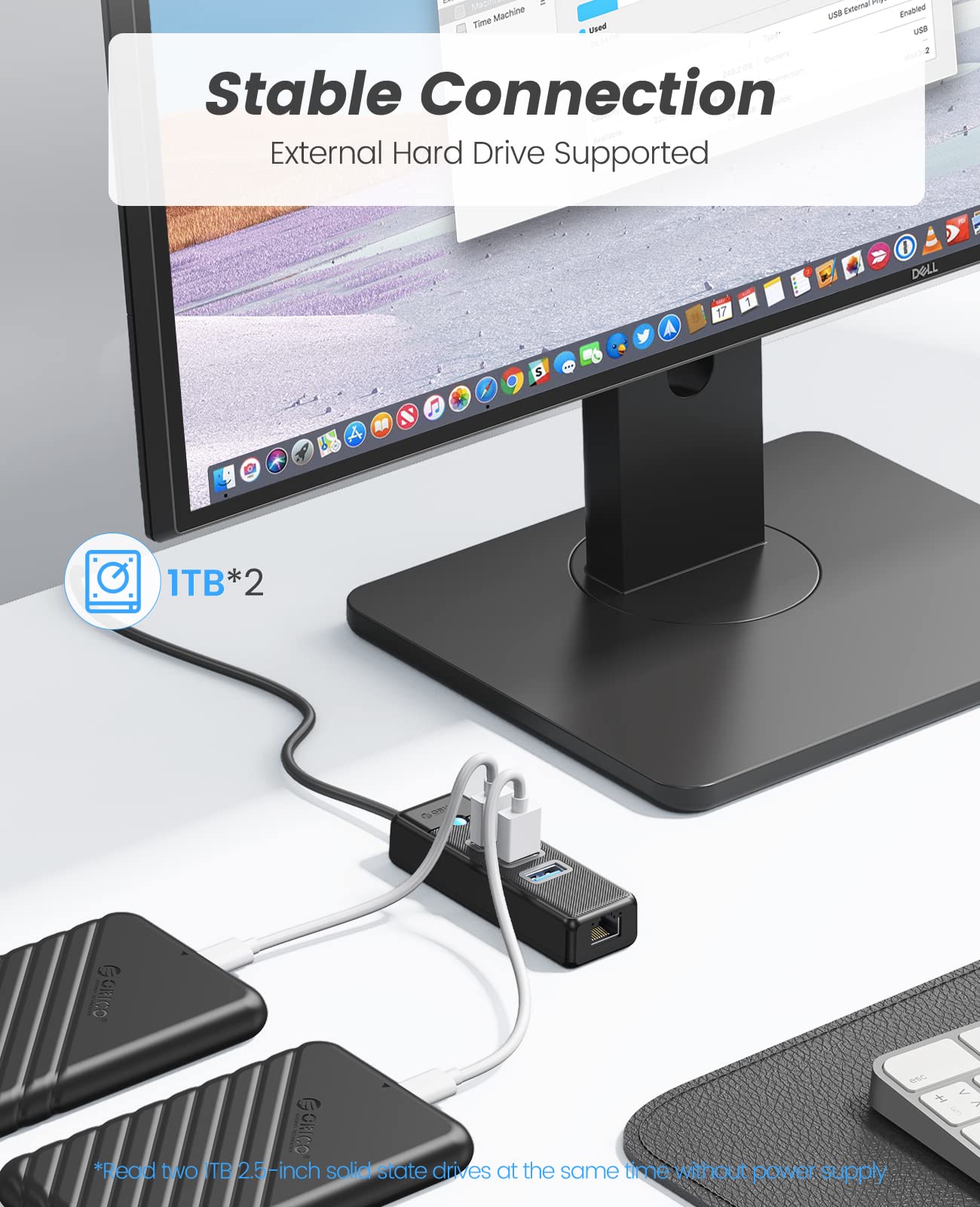 ORICO USB C to Ethernet Adapter 4-in-1 Hub with Gigabit RJ45 Port, 3.3ft Cable - Compatible with MacBook, Windows, Linux & Android Devices - Ideal for Home Office, Remote Work & Gaming Connectivity