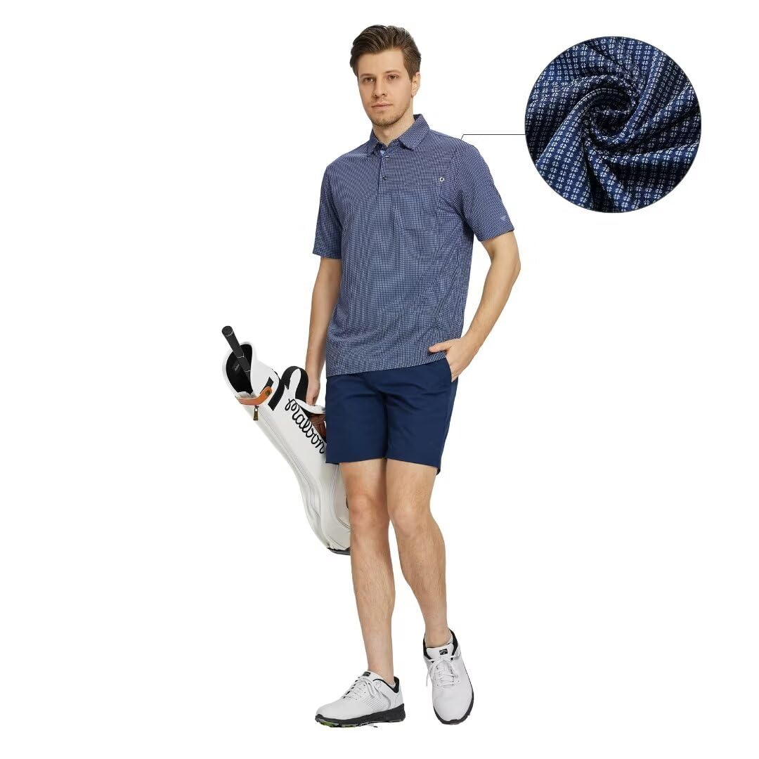 **M MAELREG Men's Performance Polo Shirts - Moisture Wicking, Quick Dry, Breathable Short Sleeve Golf Shirts with Pocket - Casual & Athletic Wear for Golf, Tennis, Work & Outdoor Activities**
