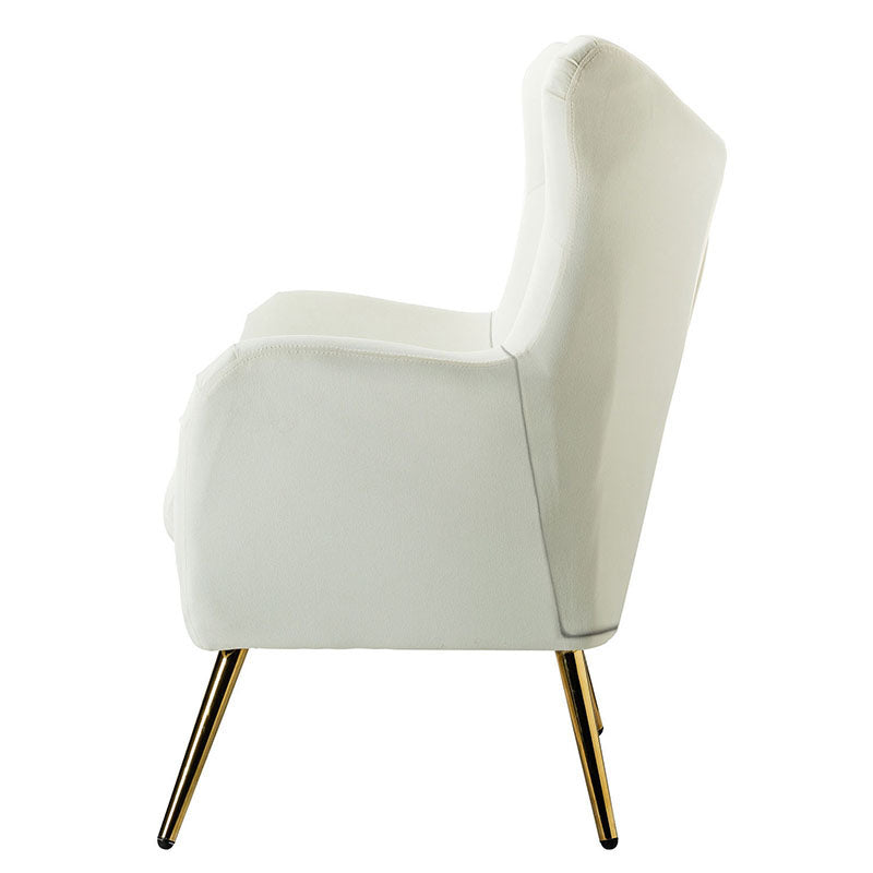 Luxury Isabelle Wingback Velvet Upholstered Armchair - High Back Accent Chair with Sturdy Metal Legs for Living Room, Bedroom & Office Decor