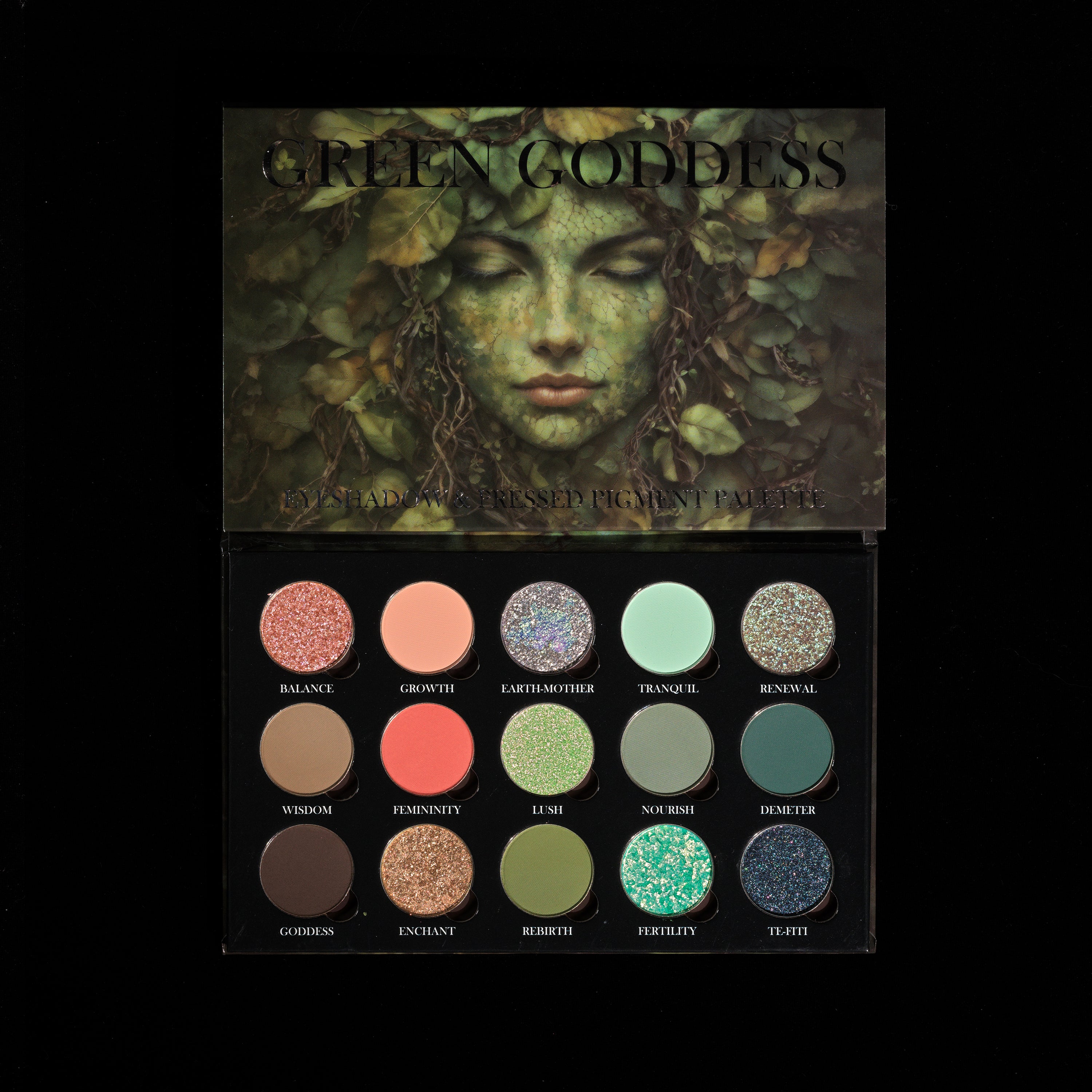 Green Goddess Eyeshadow Palette - Vegan, Cruelty-Free Makeup Palette with 12 Highly Pigmented Shades for Day & Night Looks | Perfect for Parties, Weddings & Everyday Glam