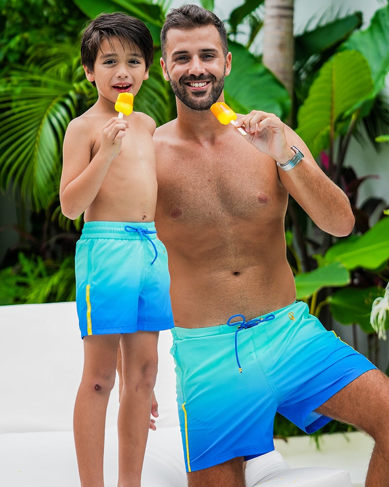 Boys' & Girls' Faded Ocean Print Kids Shorts - Soft Cotton Summer Play Shorts for Outdoor Activities & Beach Fun