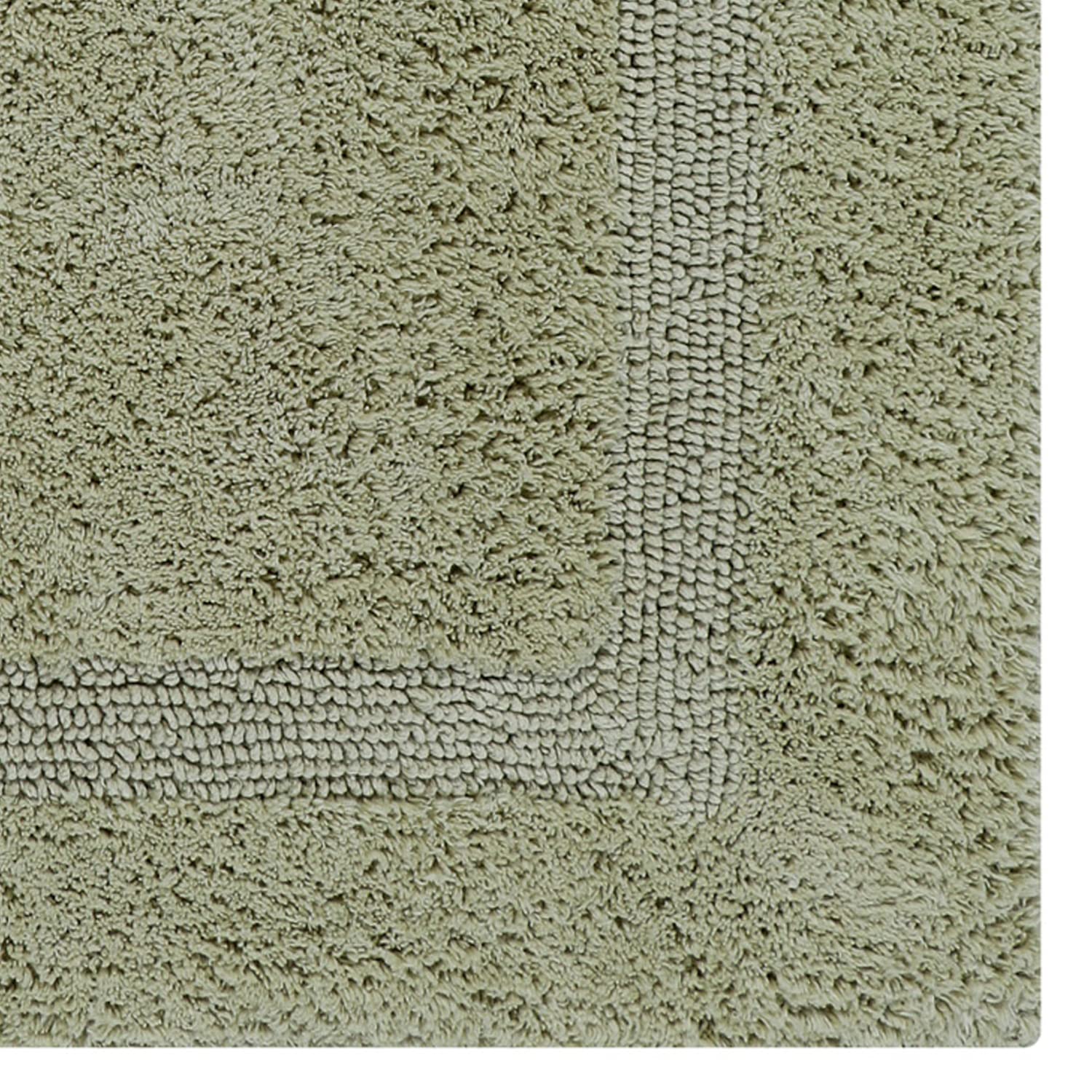 Better Trends 2-Piece Reversible Bathroom Rugs Set - Super Soft Absorbent Cotton Bath Mats for Tub, Shower & Floor - Machine Washable Sage Green Bathroom Decor - Perfect for Bathroom, Laundry Room & Home Spa Relaxation