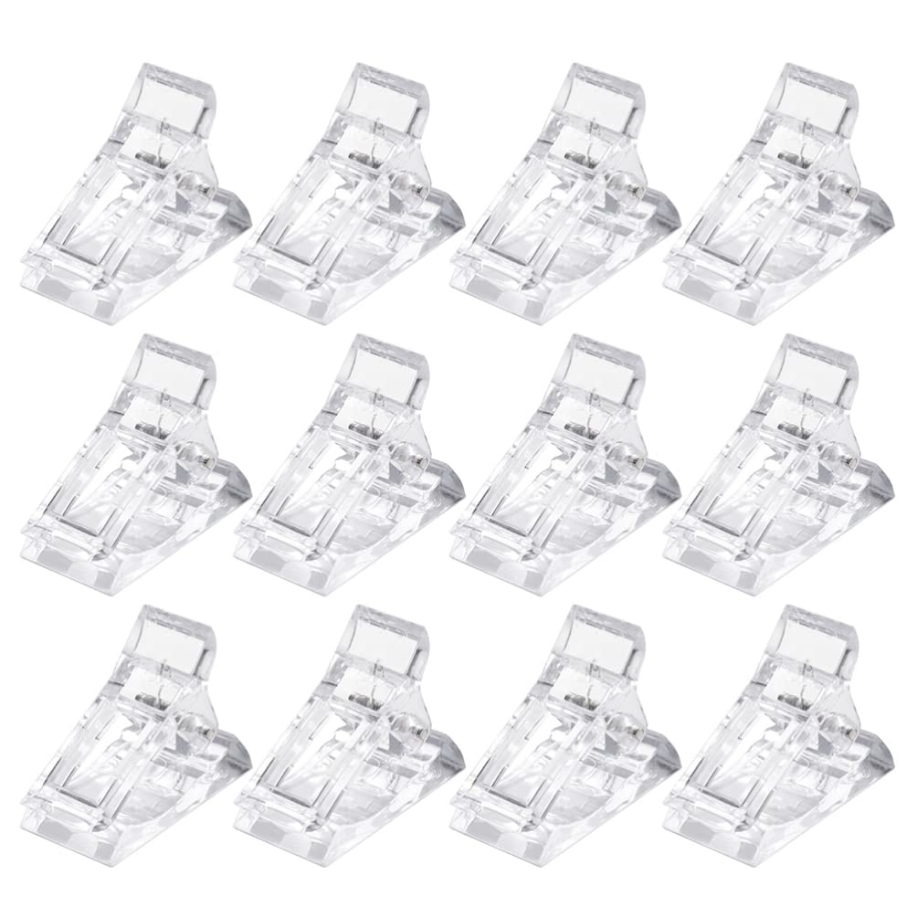 EXCLUZO 12PCS Transparent Nail Tips Clip - False Nail Extension Kit with Finger Clamps for Acrylic & Gel Nails - Professional Manicure Tool for Salon & Home Use - Perfect for DIY Nail Art & Nail Extension