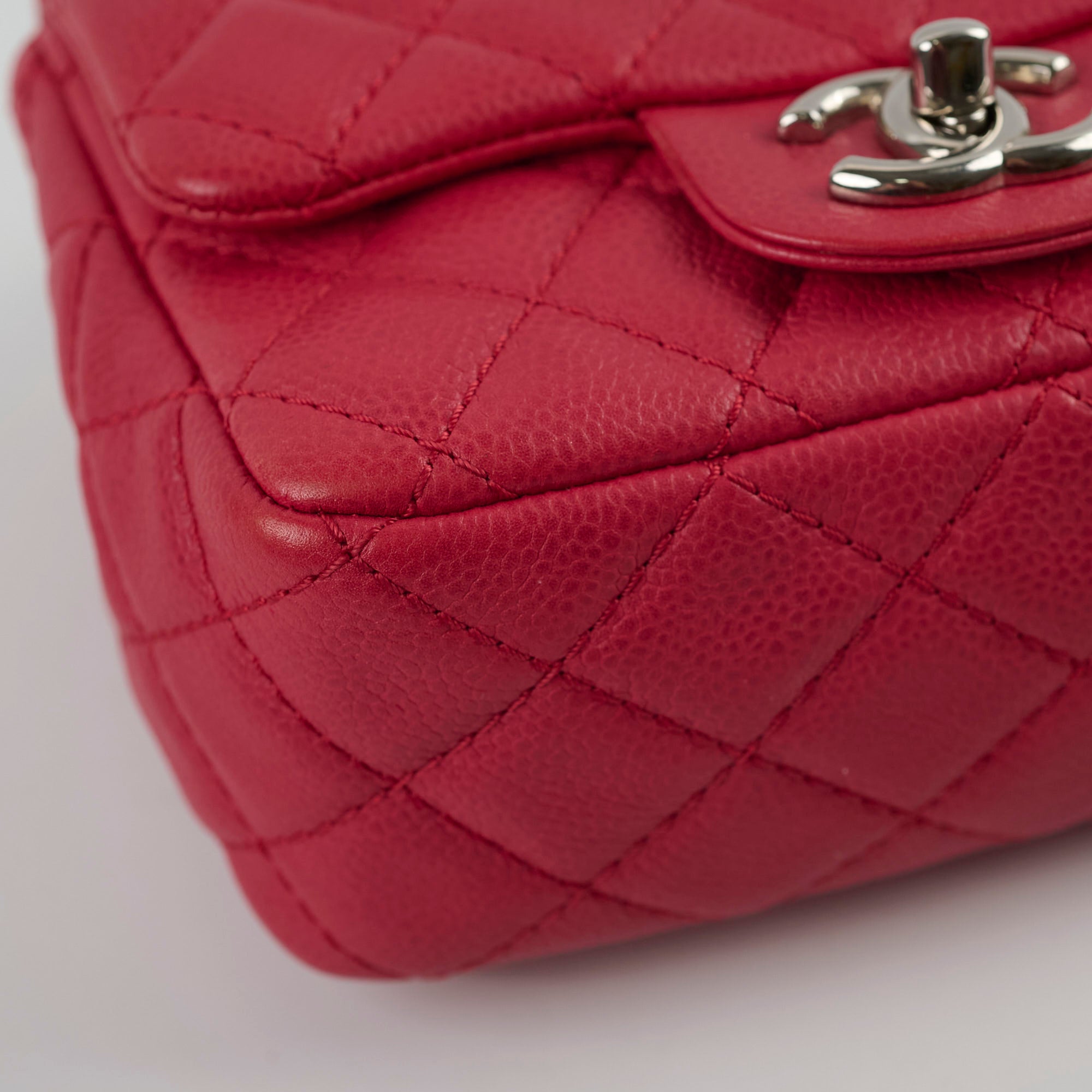Chanel Caviar Leather Mini Square Flap Bag in Red - Perfect for Evening Parties, Date Nights & Luxury Fashion Accessories