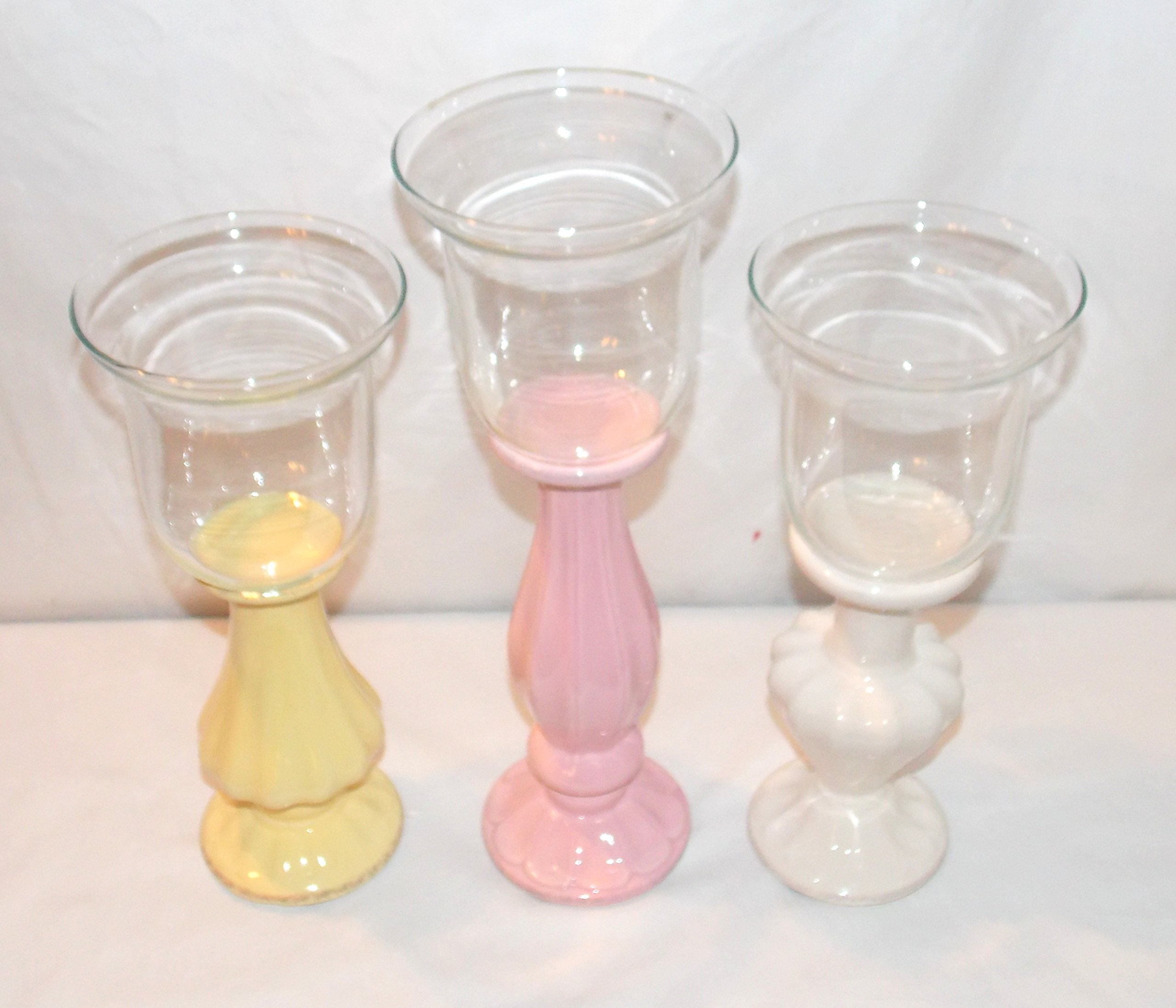Yankee Candle 3-Piece Primavera Hurricane Glass Tea Light Holder Set - Elegant Home Decor for Weddings, Parties & Romantic Ambiance