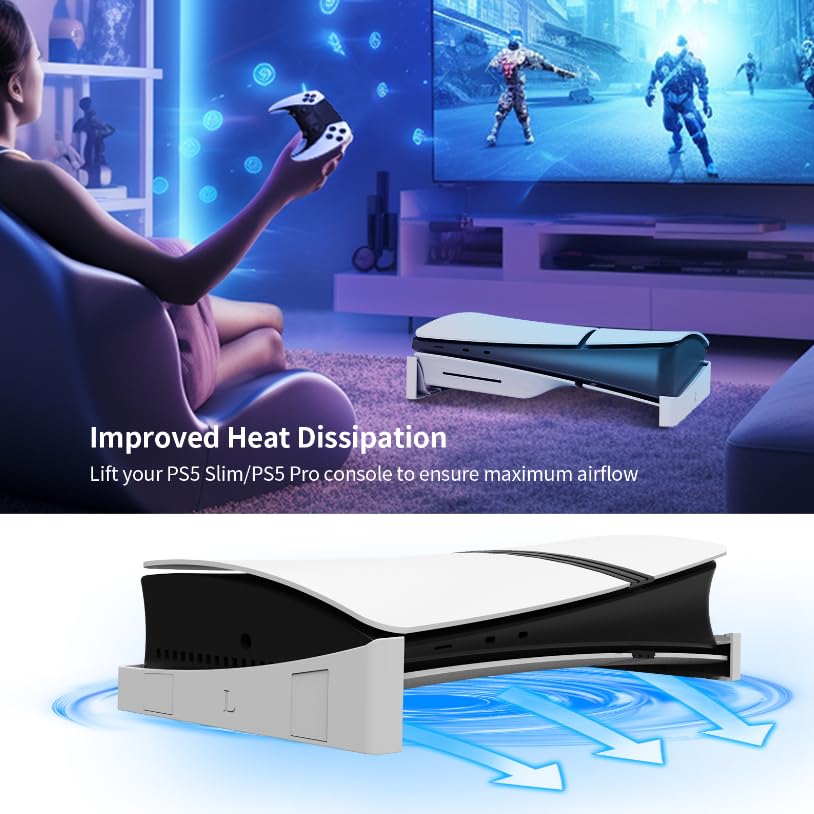 PS5 PRO & PS5 Slim Horizontal Mounting Bracket - Easy Installation, High Stability Gaming Stand - Black | Perfect for Wall Mounting & Space-Saving Gaming Setup