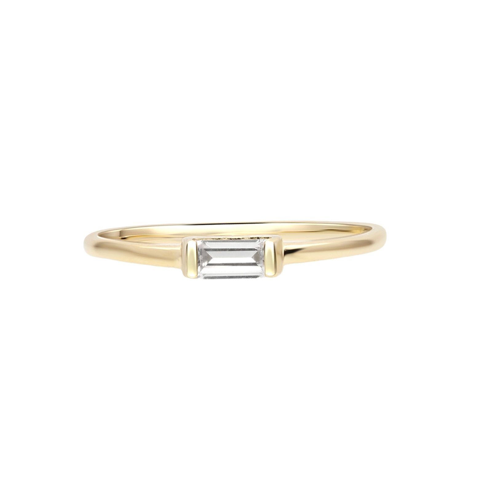 14k Yellow Gold Stackable Gemstone Baguette Rings for Women - Elegant Layering Jewelry for Everyday Wear & Special Occasions
