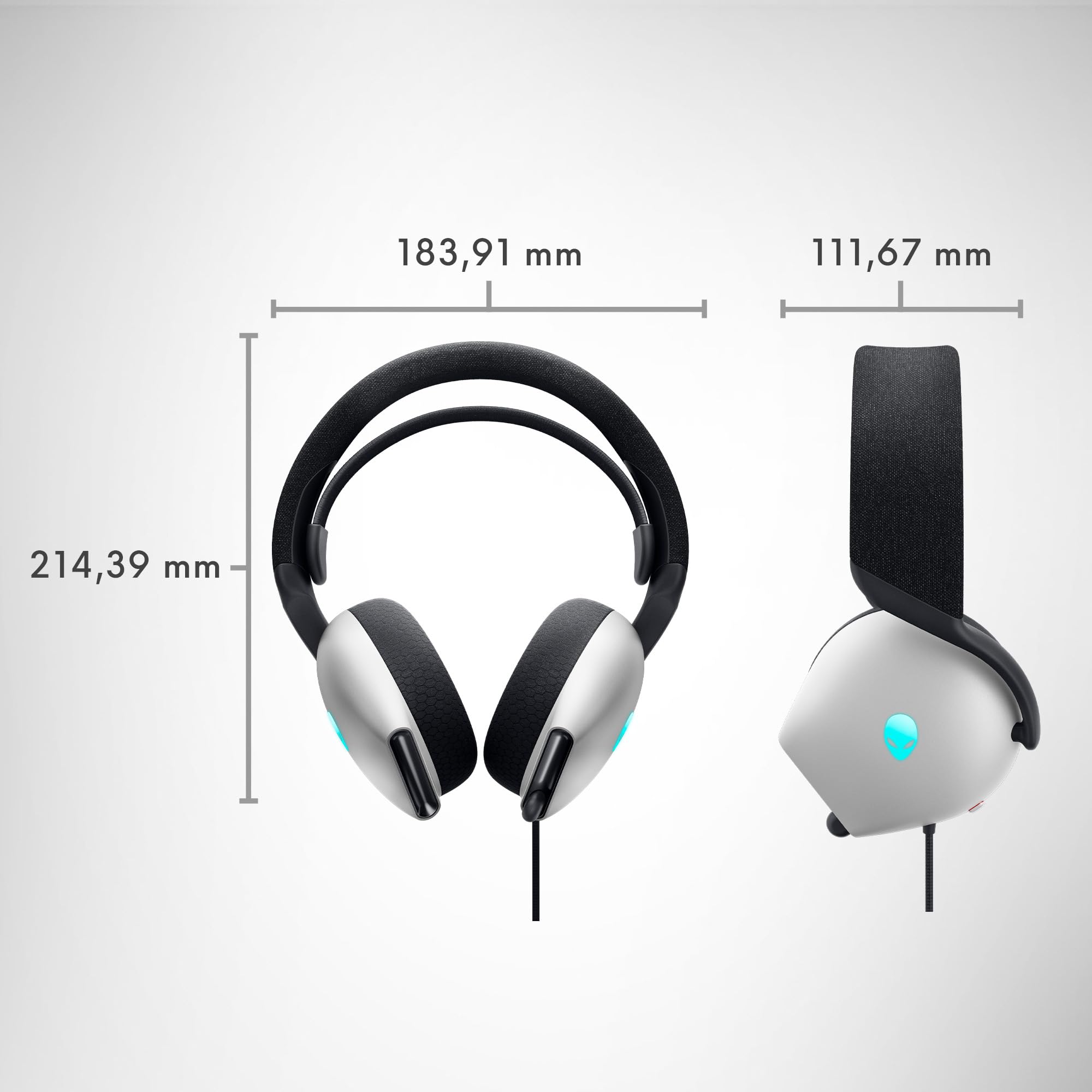 Alienware AW520H Wired Gaming Headset - Lunar Light - Noise Cancelling Mic, Comfortable Ear Cushions for PC, PS5, Xbox - Perfect for FPS, Streaming & Esports