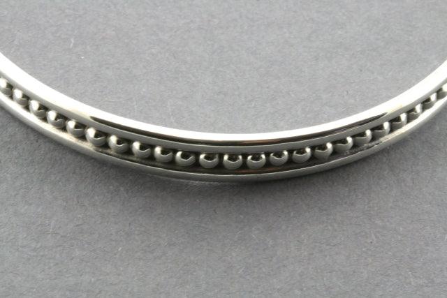 Mini Beaded Edge Bangle Bracelet - Sterling Silver Jewelry for Women, Elegant & Dainty Accessory for Everyday Wear or Special Occasions