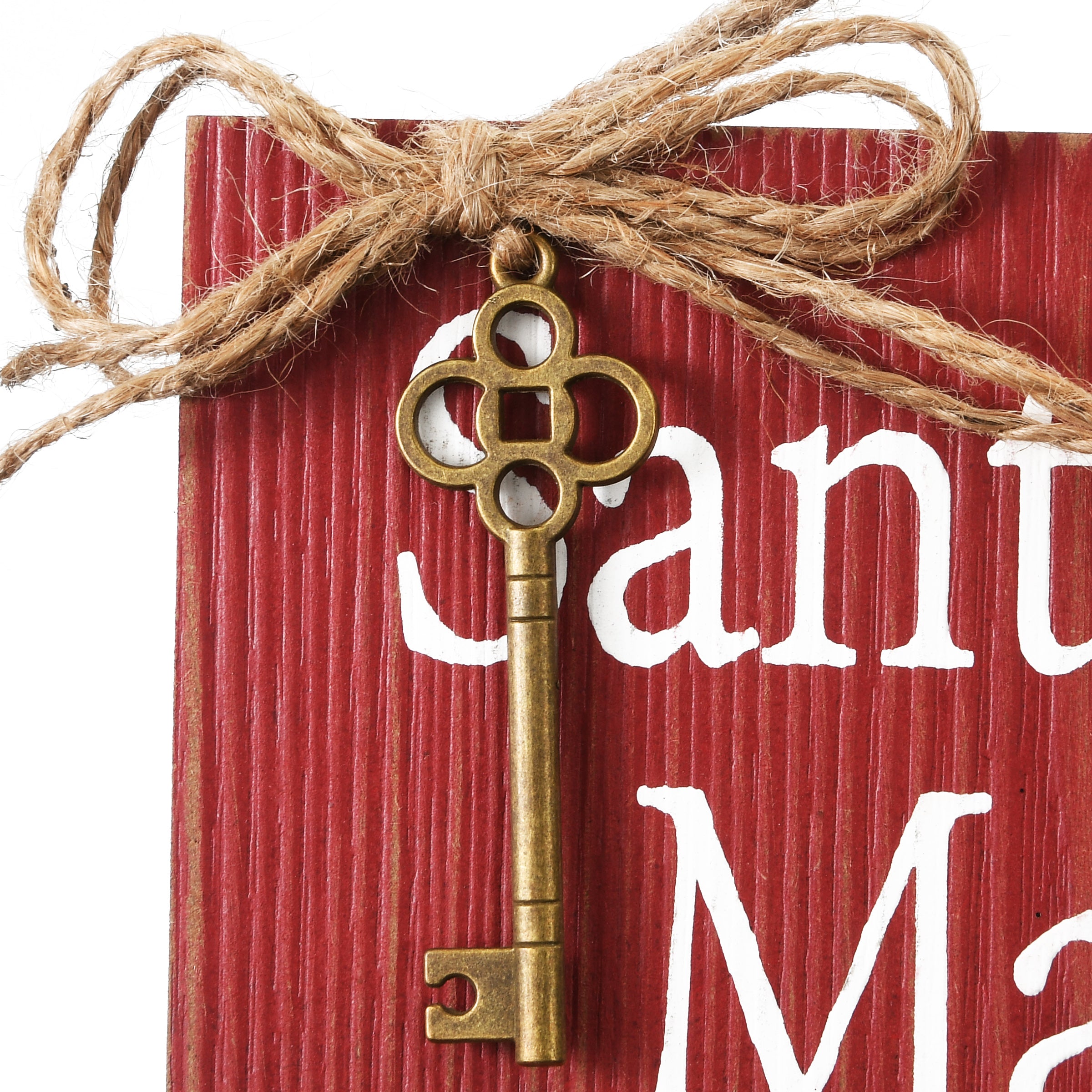 10 Inch Santa's Key Christmas Door Hanger - Red with White Lettering, Ornate Decorative Key, Stars & Snowflakes Design - Perfect for Front Door Holiday Decorations & Christmas Gift Giving