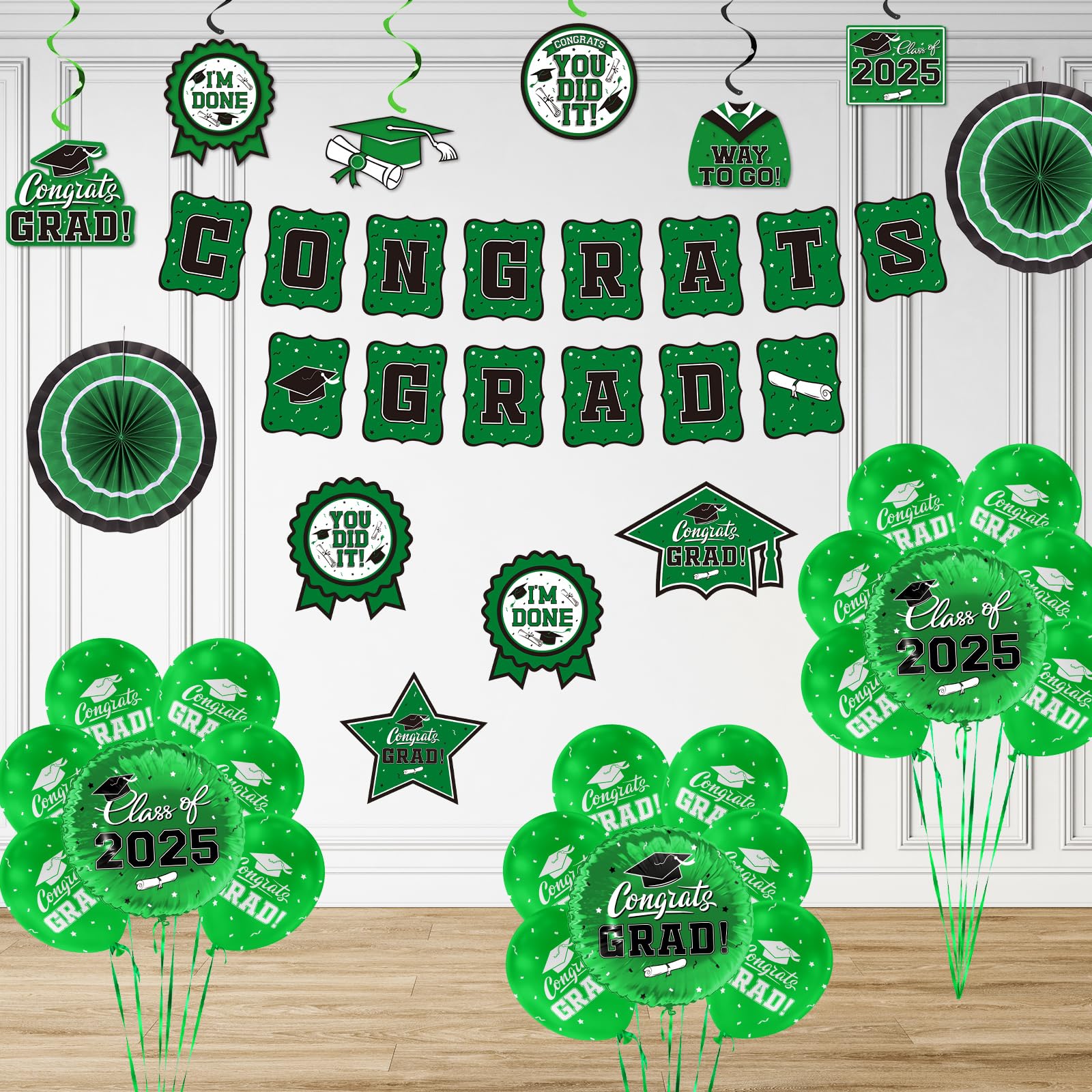 2025 Graduation Decorations Set - Banner, Backdrop & Balloons for School Celebrations