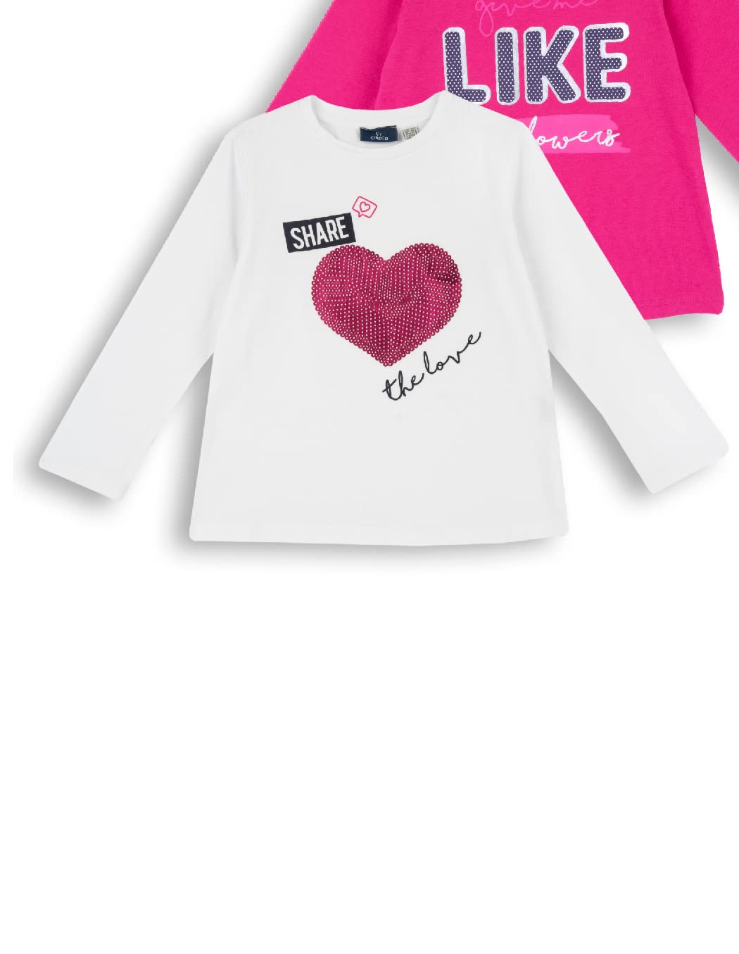 Chicco 3-Pack Long Sleeve Cotton T-Shirts for Girls - Soft, Comfortable & Stylish Toddler Tops for Everyday Wear, School & Playdates
