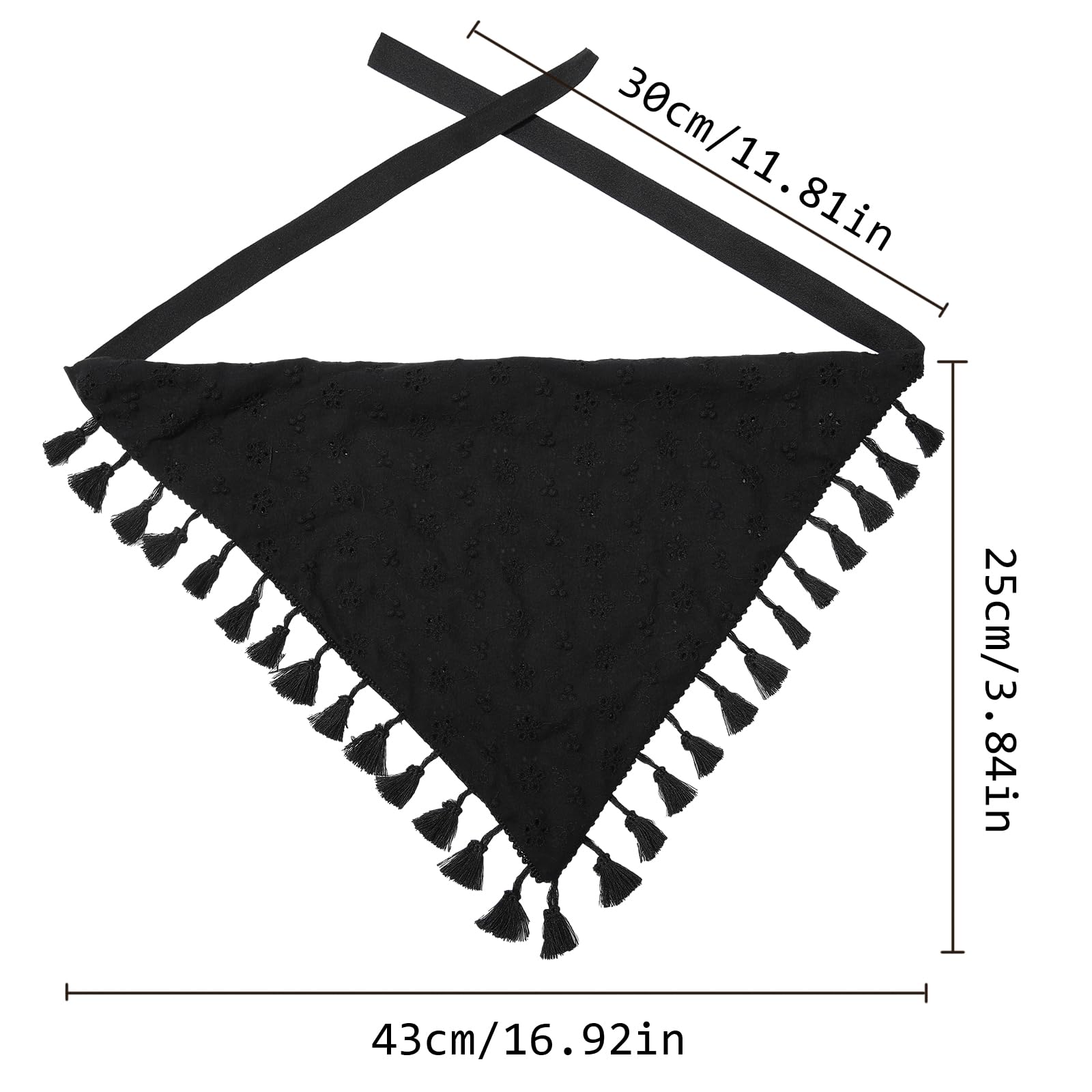 AWAYTR Floral Tassels Hair Scarf Headband - 2PCS Soft Cotton Bandana Scarf with Tassels, Stylish Head Kerchief for Women & Girls (Black+White) | Perfect for Summer Outfits, Beach Days & Boho Fashion Accessories