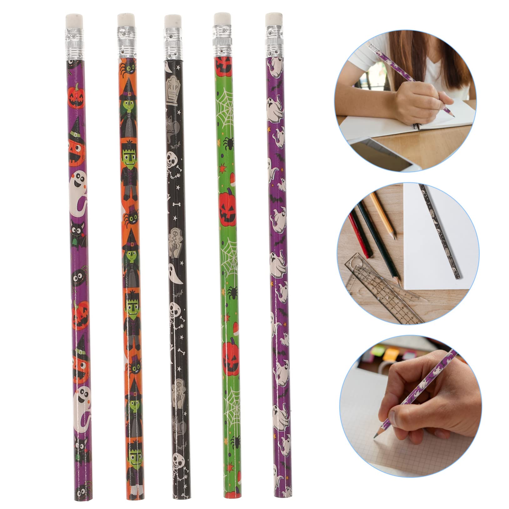 Operitacx 200 Pcs Halloween Pencils for Kids - Bulk Wooden Drawing Pencils with Erasers - Perfect for Classroom Treats, Party Favors, and Trick-or-Treat Gifts