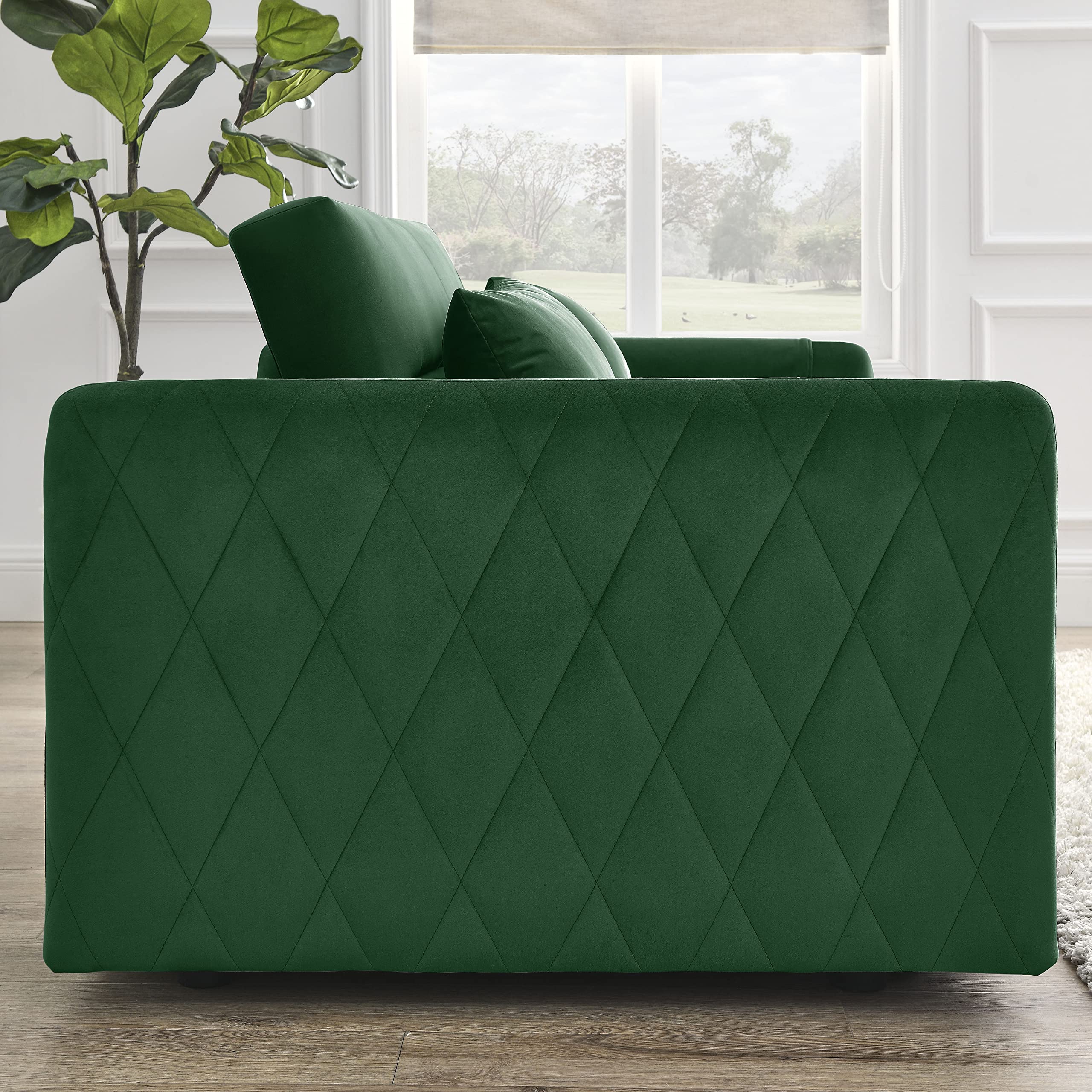 2-in-1 Pull Out Sofa Bed with 2 Pillows & Adjustable Backrest - Modern Velvet Convertible Couch Bed with Large Side Pockets for Living Room, Office & Small Spaces | Perfect for Guest Sleeping, Lounging & Space Saving (Blue)