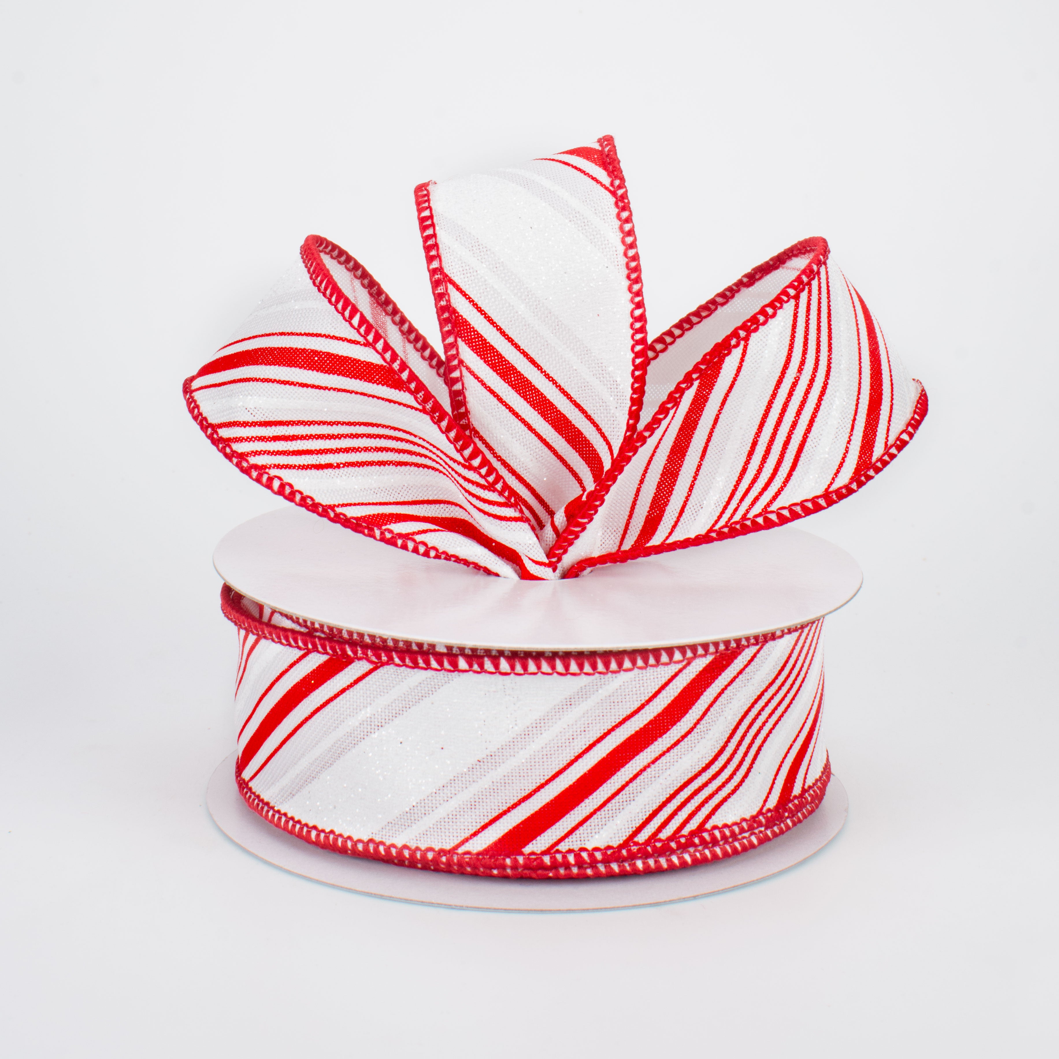 1.5 Inch Wide Red Diagonal Stripes Ribbon - 10 Yards Bulk Roll for Gift Wrapping, Crafts, Party Decorations & DIY Projects