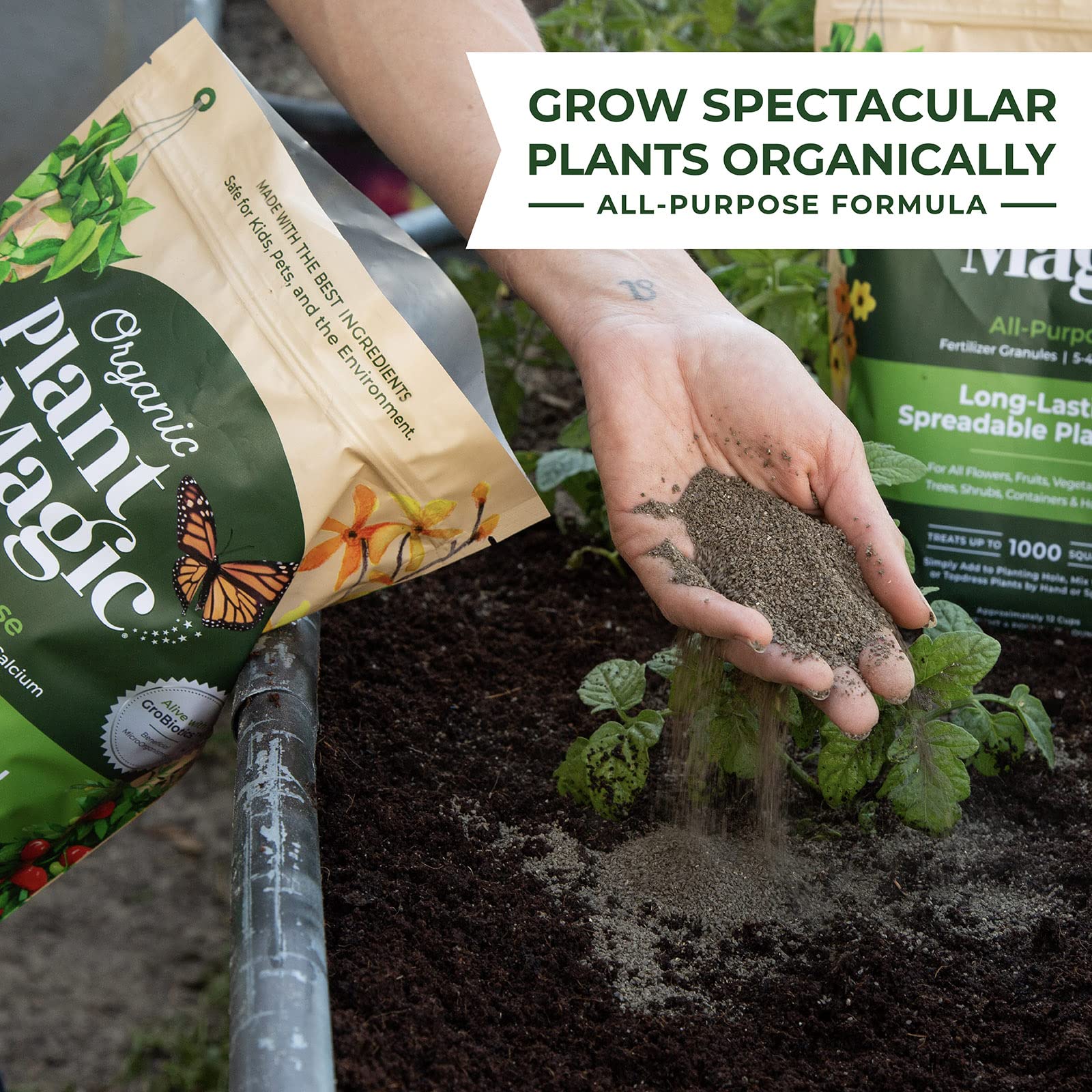 Organic Plant Magic - Truly Organic™ Slow Release Granular Fertilizer 4lb | Long-Lasting Plant Food for Indoor & Outdoor Flowers, Vegetables, Fruit Trees, Shrubs | Perfect for Home Gardens, Potted Plants & Landscaping