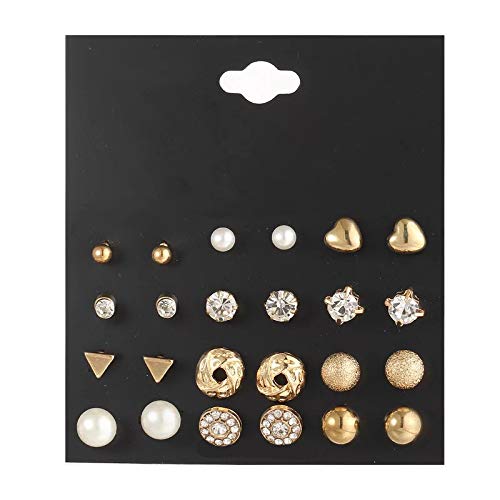 Shining Diva Fashion Crystal Pearl Stud Earrings for Women - Elegant Combo Set of Latest Trendy Jewelry, Perfect for Parties, Weddings & Daily Wear