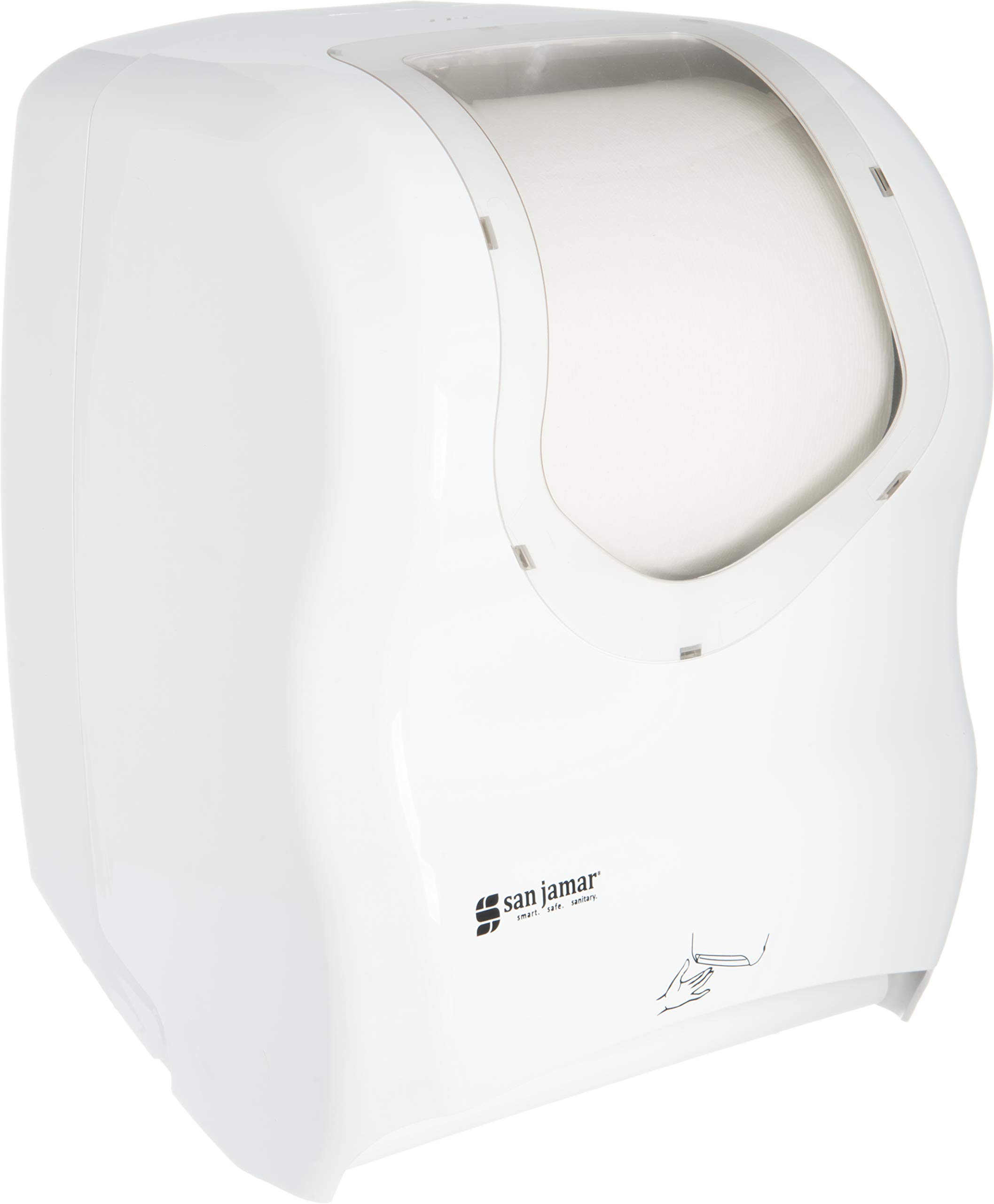 San Jamar Summit Smart System with IQ Sensor Paper Towel Dispenser - Touchless Operation for Standard & 4-Inch Core Rolls - Ideal for Bathrooms, Kitchens, Restaurants & Office Spaces - White Plastic Hygienic Solution