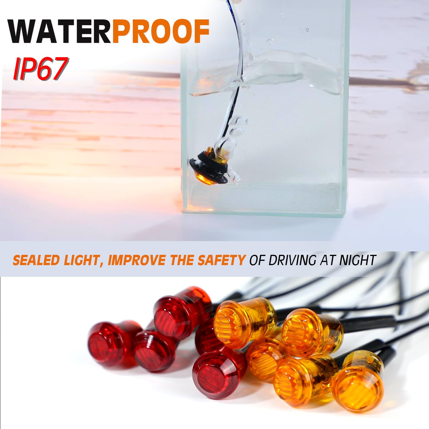 MADCATZ 3/4 Inch Mini Round LED Side Marker Lights - Amber & Red 3-LED Indicator Lights with 19mm Hole Saw Steel - 12V DC for Trailer Truck, RV, Boat & Off-Road Vehicles - Waterproof & Durable for All Weather Conditions